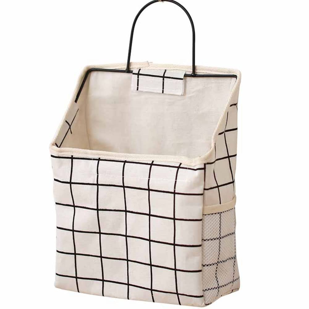 Waterproof Hanging Storage Bag - Foldable Wall Mounted Closet Organizer for Bathroom, Towels, Clothes & Toiletries | Black & White Grid Pattern | Perfect for Small Spaces, Dorm Rooms & Travel Organization