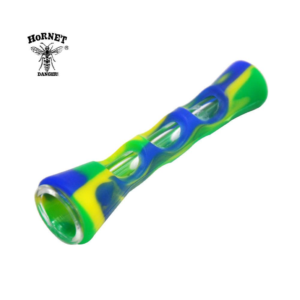 Mini Skeleton Silicone Glass Pipe - Creative Printed Travel-Friendly Smoking Accessory for Tobacco | Portable & Durable for Outdoor, Camping, and On-the-Go Use