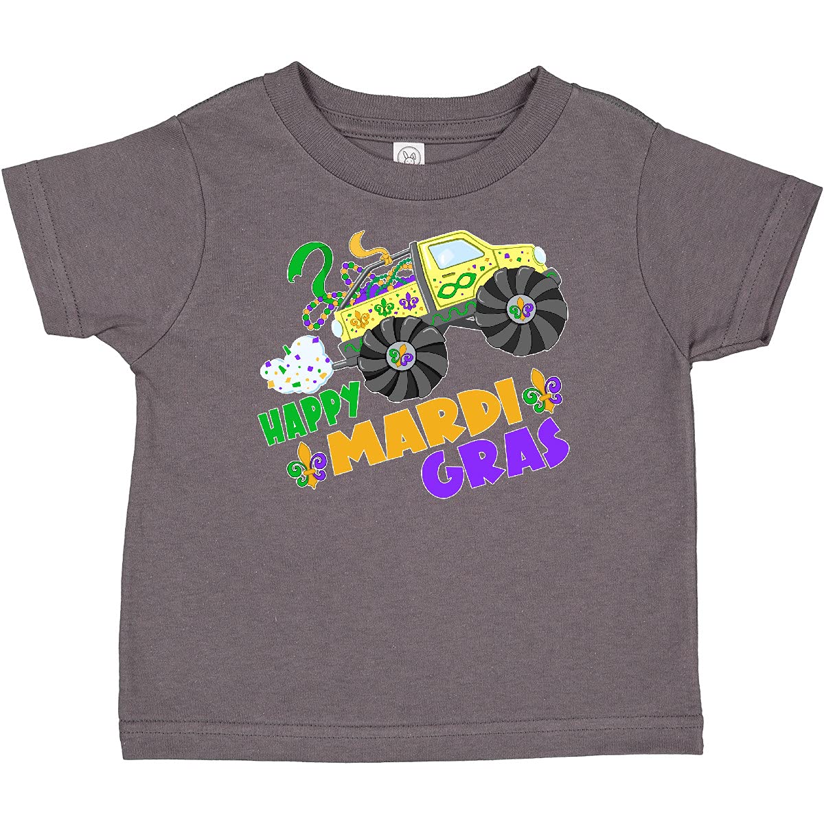Inktastic Happy Mardi Gras Monster Truck with Beads Baby T-Shirt | Fun Festive Outfit for Carnival, Parades & Baby Photo Shoots
