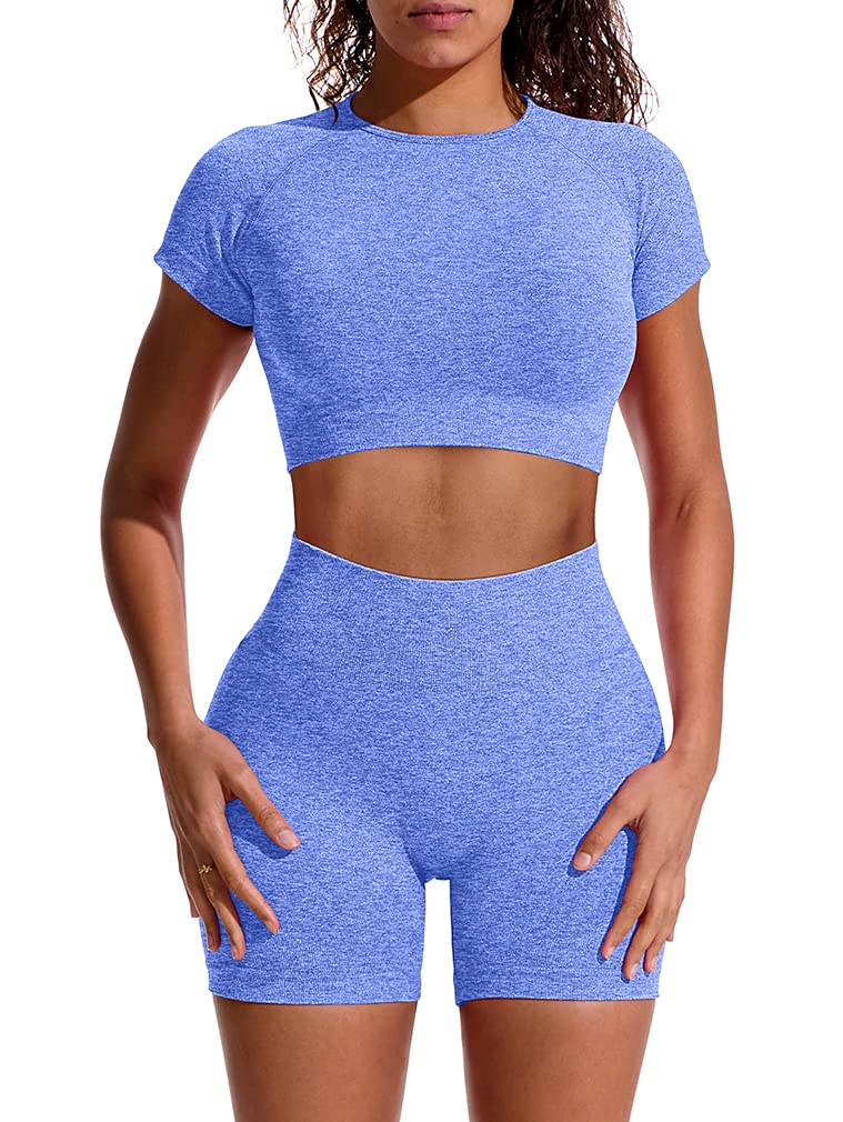 GXIN Women's 2-Piece Workout Outfit - Stretchy Yoga Top & High Waist Sport Shorts Set for Gym, Running & Yoga | Comfortable Athletic Wear for Women