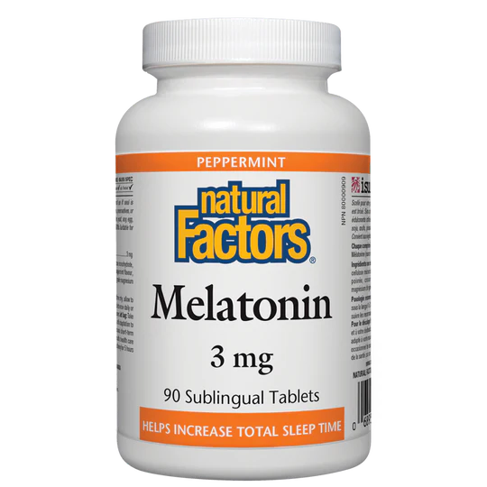 Natural Factors Melatonin 3mg - 90 Sublingual Tablets for Better Sleep & Jet Lag Relief | Fast-Acting Sleep Aid for Adults, Shift Workers & Travelers