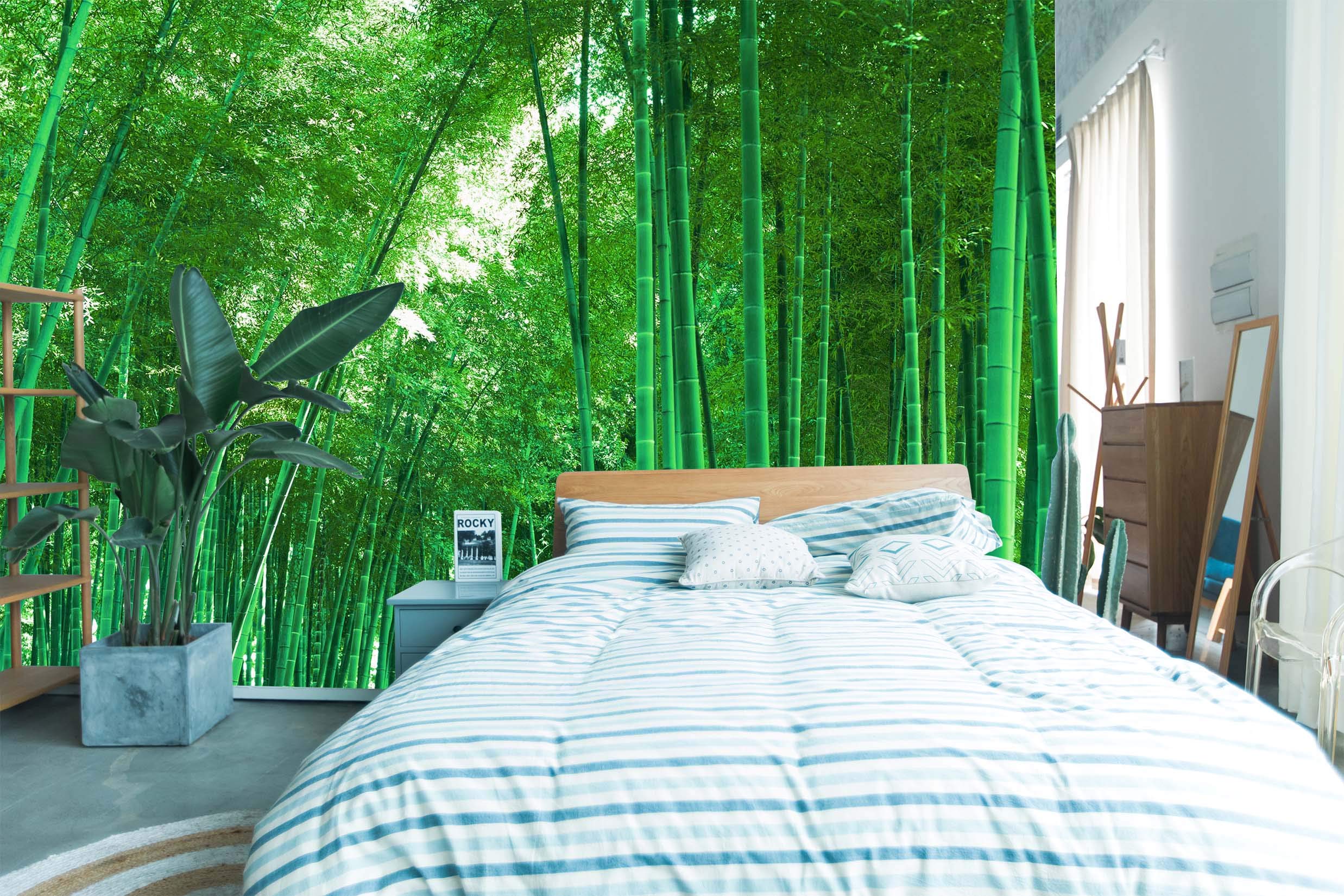 3D Green Bamboo Forest Wallpaper - Self-Adhesive Vinyl Wall Mural (123”x87”/312x219cm) No Glue & Removable - Perfect for Living Room, Bedroom, Office Decor