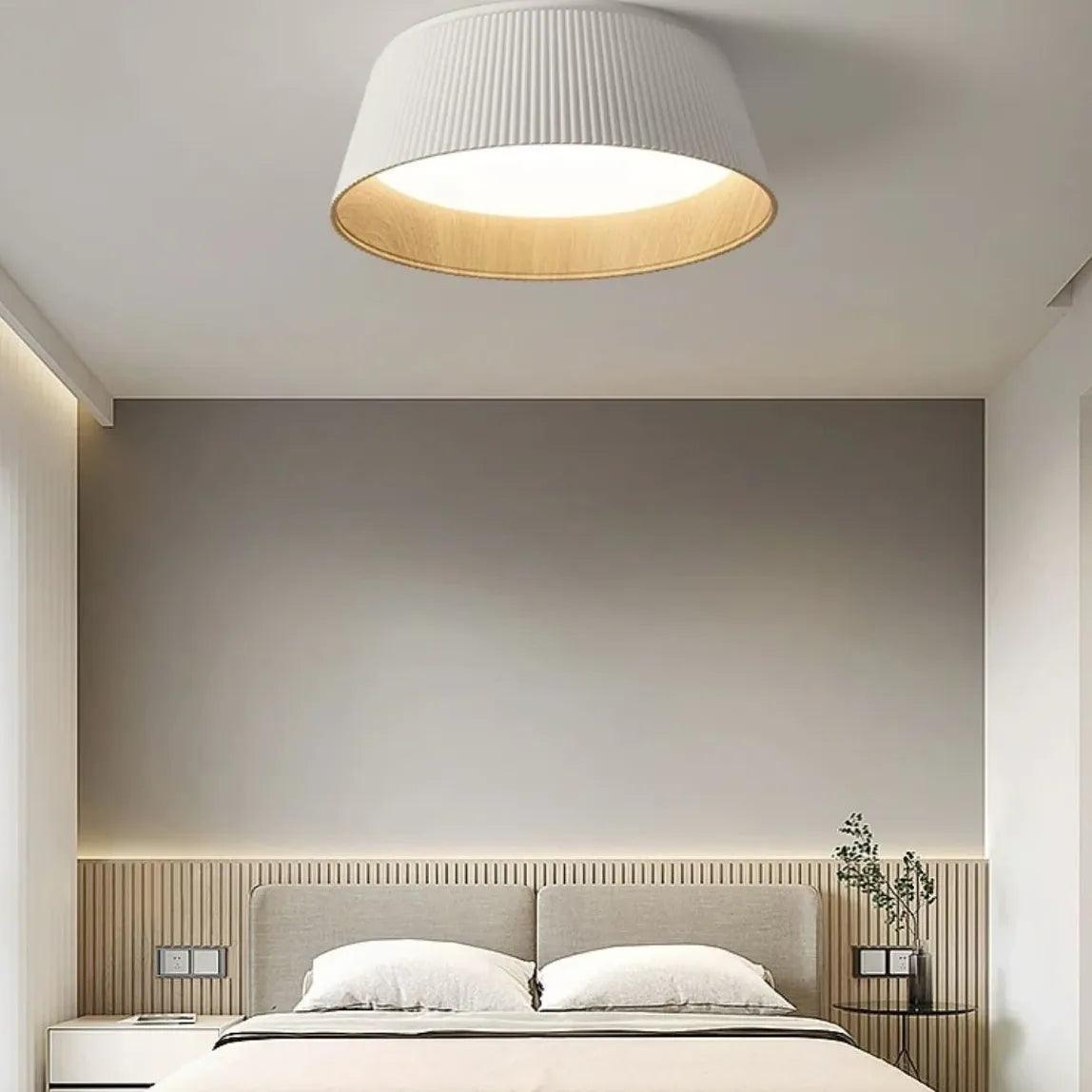 Modern Round Ceiling Light with Vertical Texture - Minimalist Design for Living Room, Bedroom & Dining Room Lighting