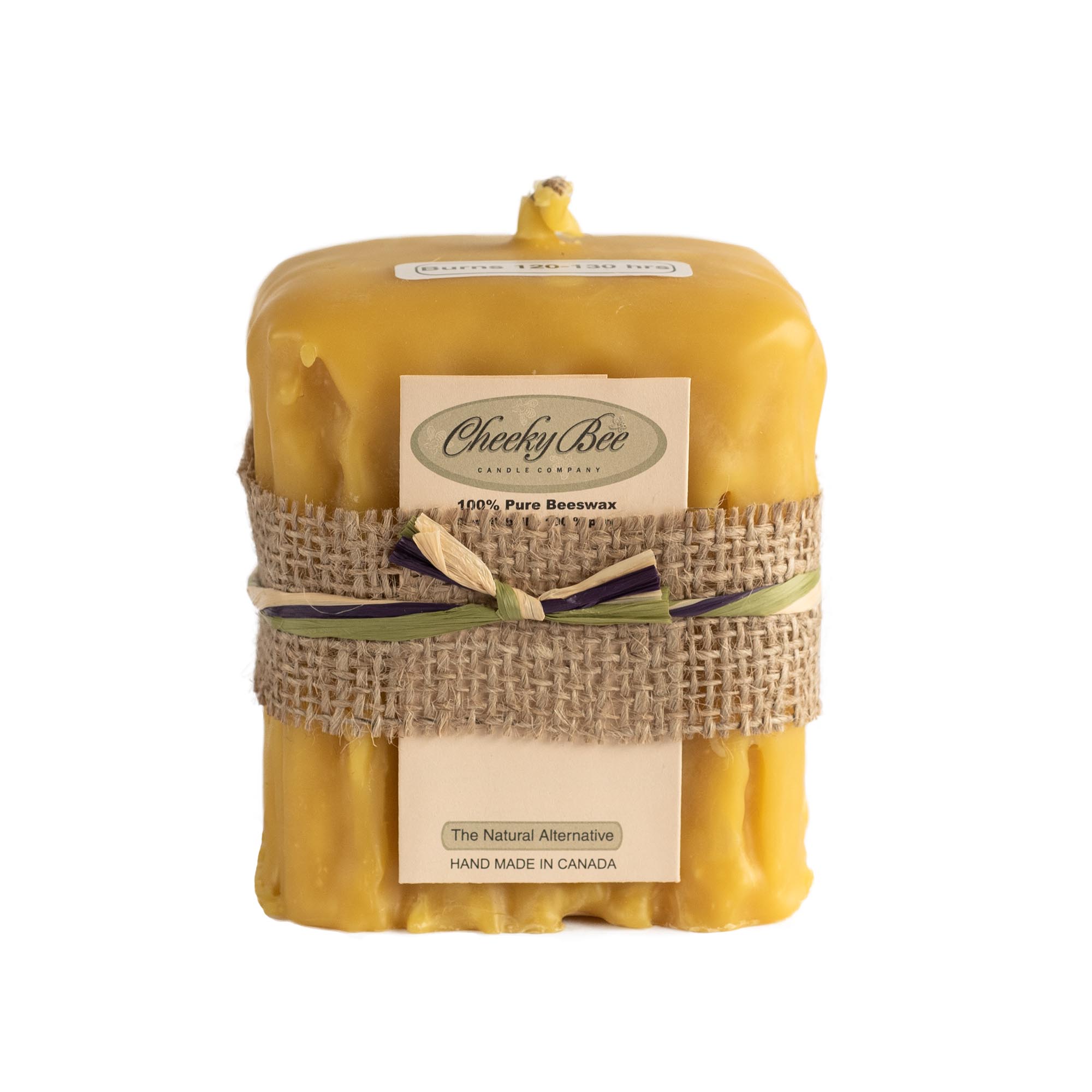 Premium Handmade Beeswax Candles - #65 Signature Dripped Square Pillar Candle (Gold, 3.5x3.5 Inches) for Home Decor, Wedding Centerpieces & Relaxing Aromatherapy