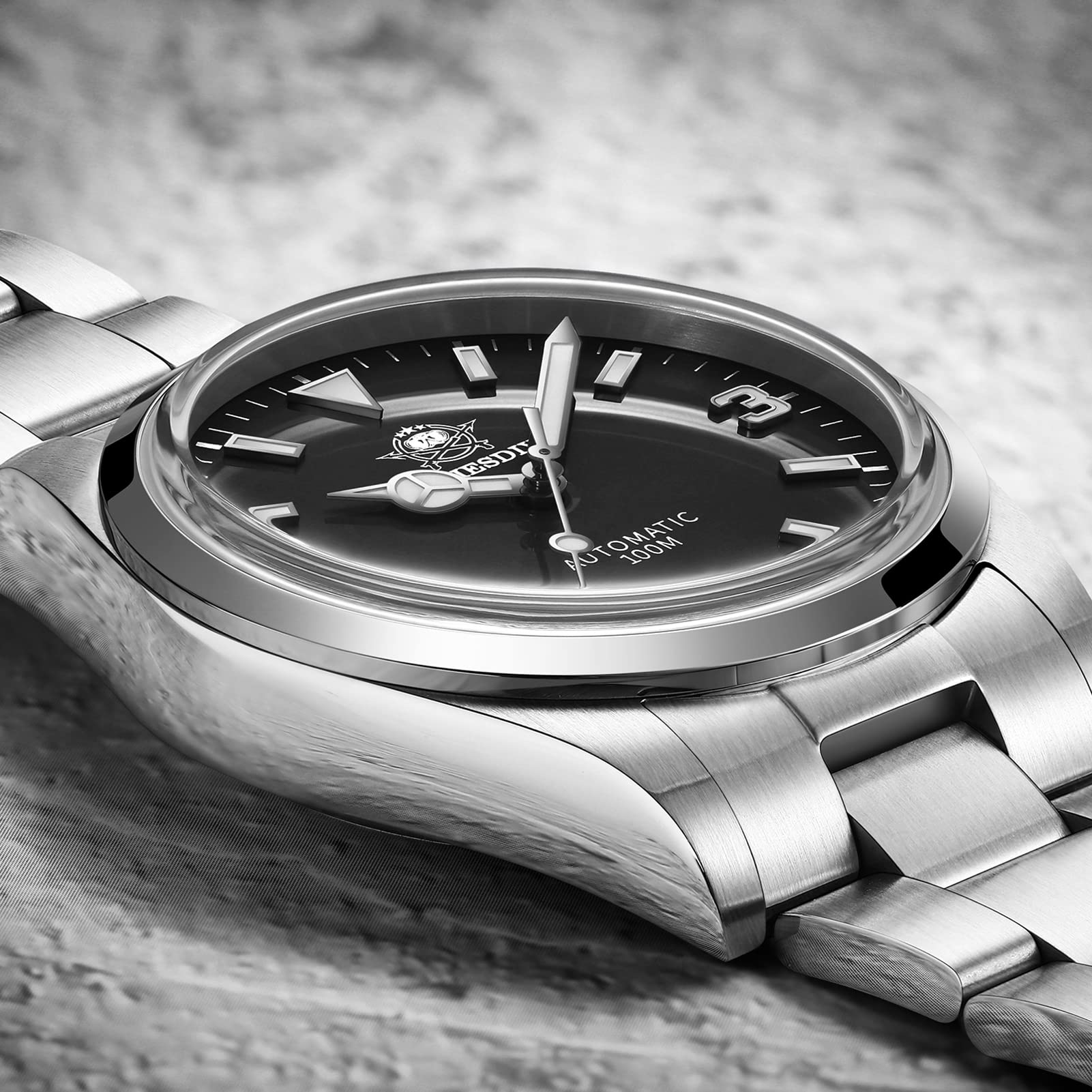 ADDIESDIVE 38mm Automatic Watch for Men & Women - NH35A Movement, Stainless Steel Strap, Black & Blue Dial (AD2112) - Perfect for Business, Casual & Everyday Wear