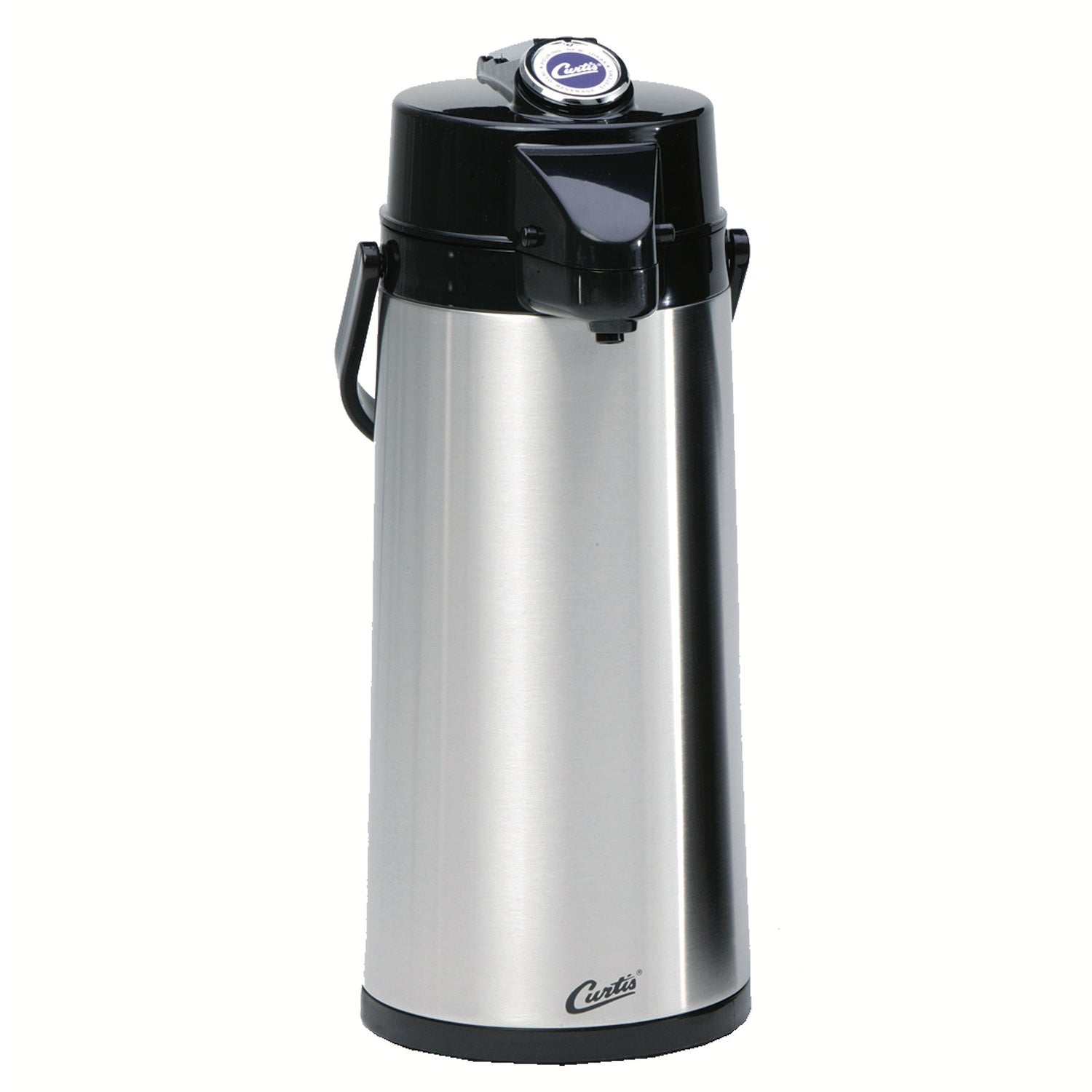 Curtis SS Exterior Glass Liner Airpot with Lever Handle - 2.2L (74oz) Stainless Steel Coffee Tea Thermos #TLXA2201G000 - Perfect for Office, Catering & Home Use