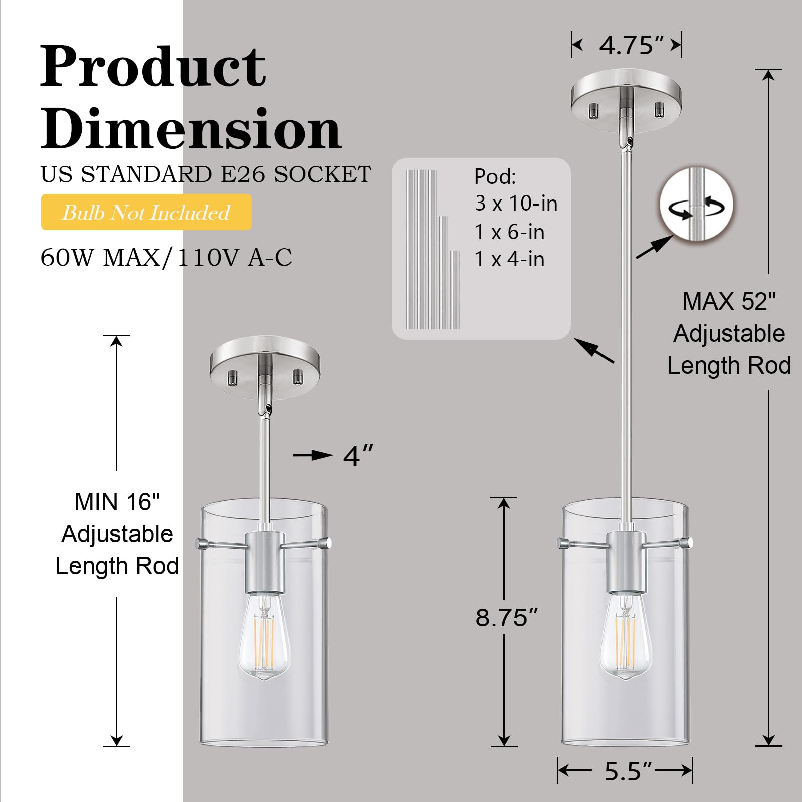 2 Pack Modern Kitchen Island Pendant Light - 5