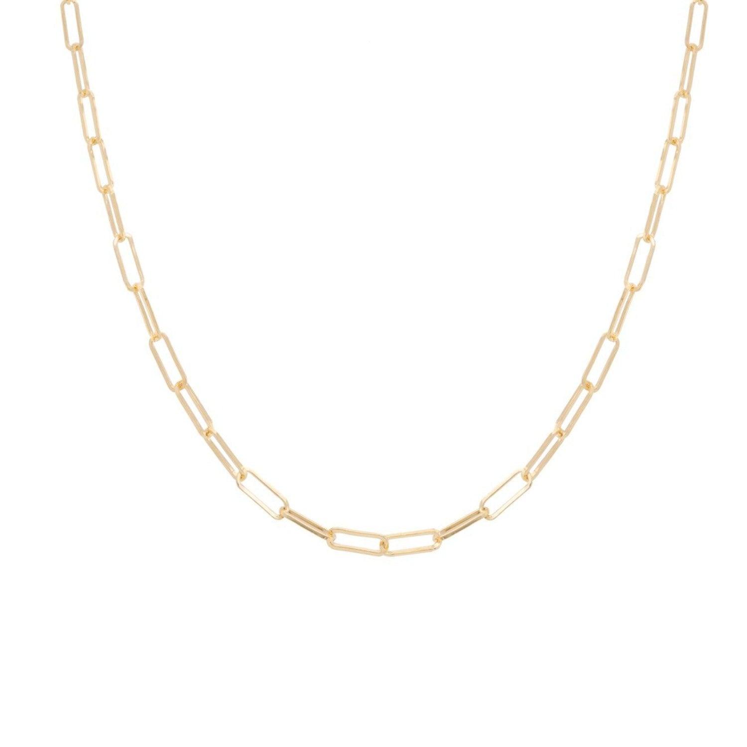 14K Yellow Gold Paperclip Chain Necklace - Dainty & Elegant Jewelry for Women - Perfect for Layering, Everyday Wear & Special Occasions