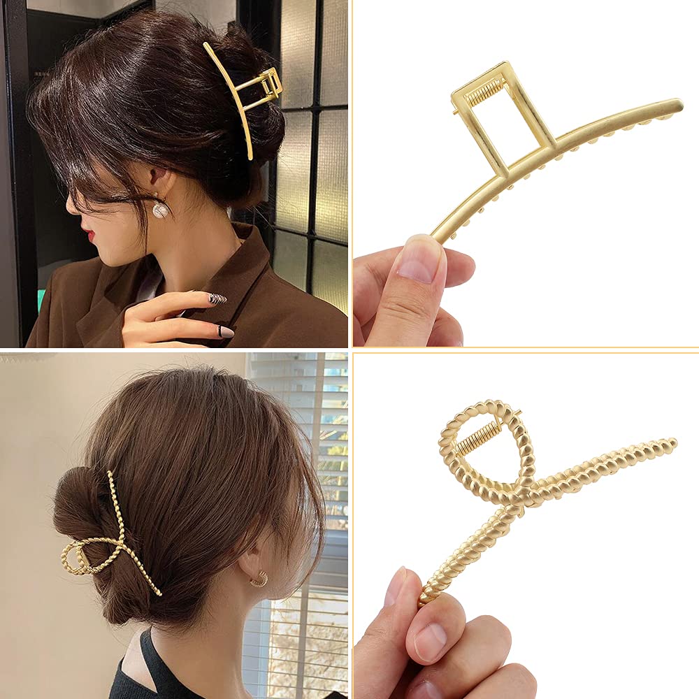 Butterfly Hair Clips for Thick Hair - Non-Slip Metal Claw Clips for Women (Light Gold) - Perfect for Long Hair Styling