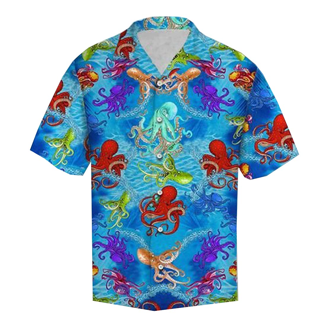 Men's Ocean Animals Hawaiian Shirts - Short Sleeve Summer Marine Button Down Shirts for Beach, Vacation & Casual Wear
