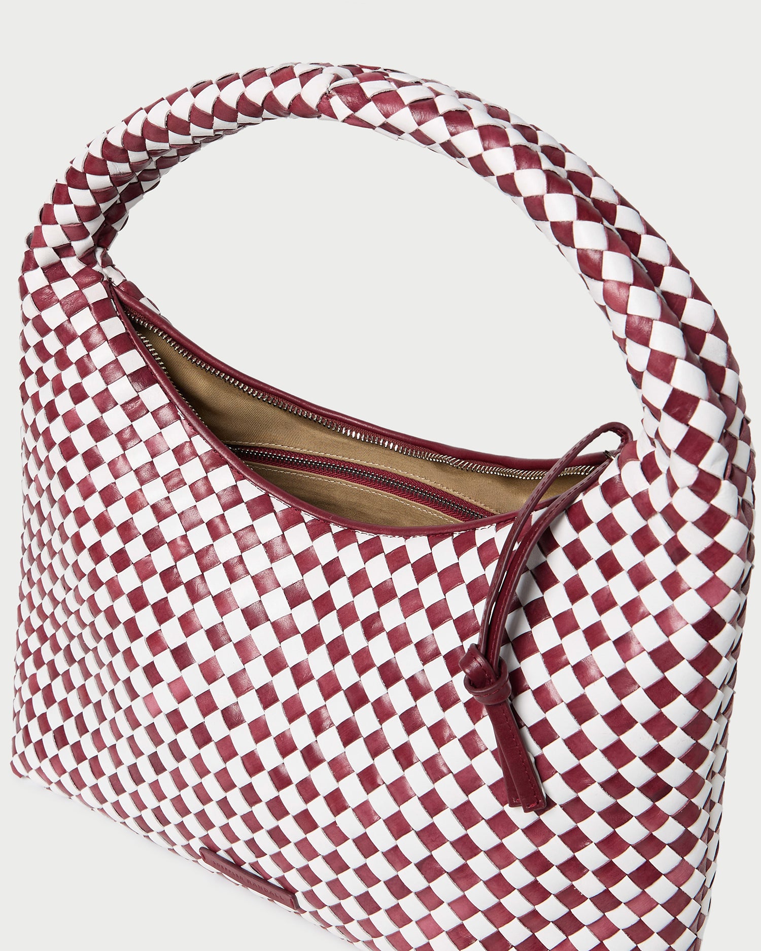 Willow Maroon and White Woven Hobo Handbag for Women - Stylish Crossbody Purse for Work, Travel, and Everyday Use