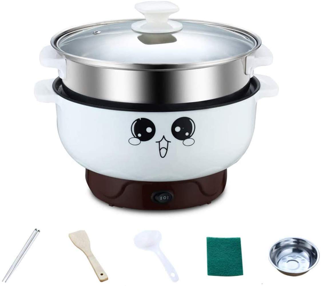 4-in-1 Electric Skillet & Hot Pot - Non-Stick Mini Cooker with 2.3L Capacity (20cm) for Noodles, Boiling & Cooking - Perfect for Dorms, Small Kitchens & 1-2 People - Compact Electric Cooker for Quick Meals & Snacks