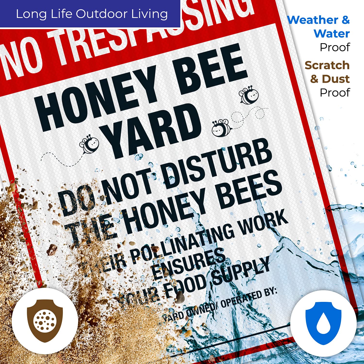 Honey Bee Yard Sign - Do Not Disturb The Bees Pollinating Work - 24x30 Inches - 3M EGP Reflective .080 Aluminum - Fade Resistant - Made in USA - Perfect for Beekeepers, Gardens & Pollinator Protection Areas