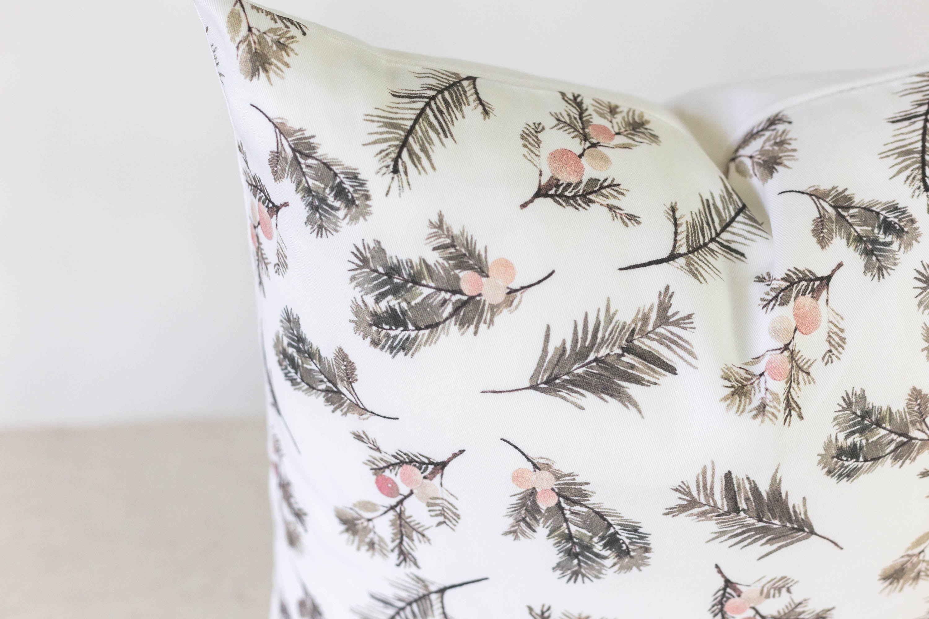 Holly Berry Pillow Cover - Decorative Christmas Throw Pillow Case for Sofa, Couch & Bed - Perfect for Holiday Home Decor & Festive Season Gifting