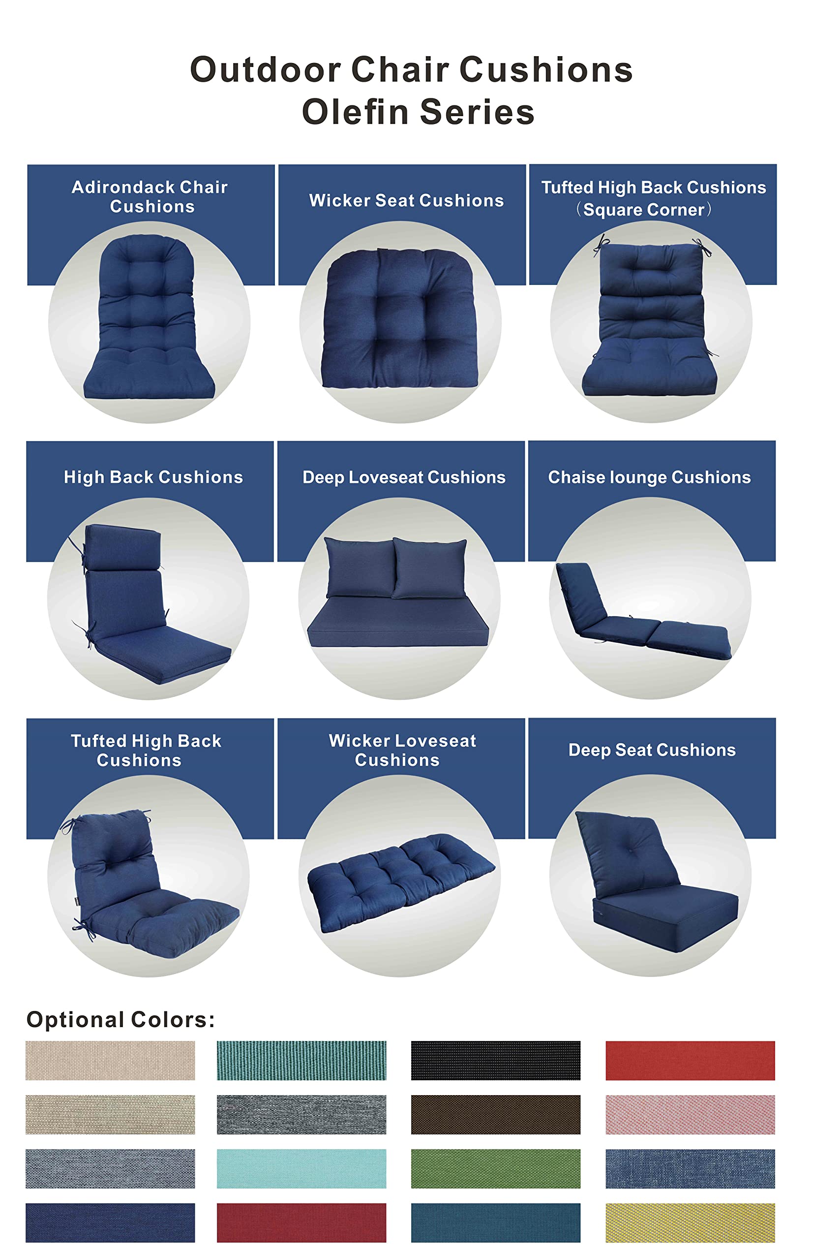 BOSSIMA Outdoor Hanging Egg Chair Cushion 46.6