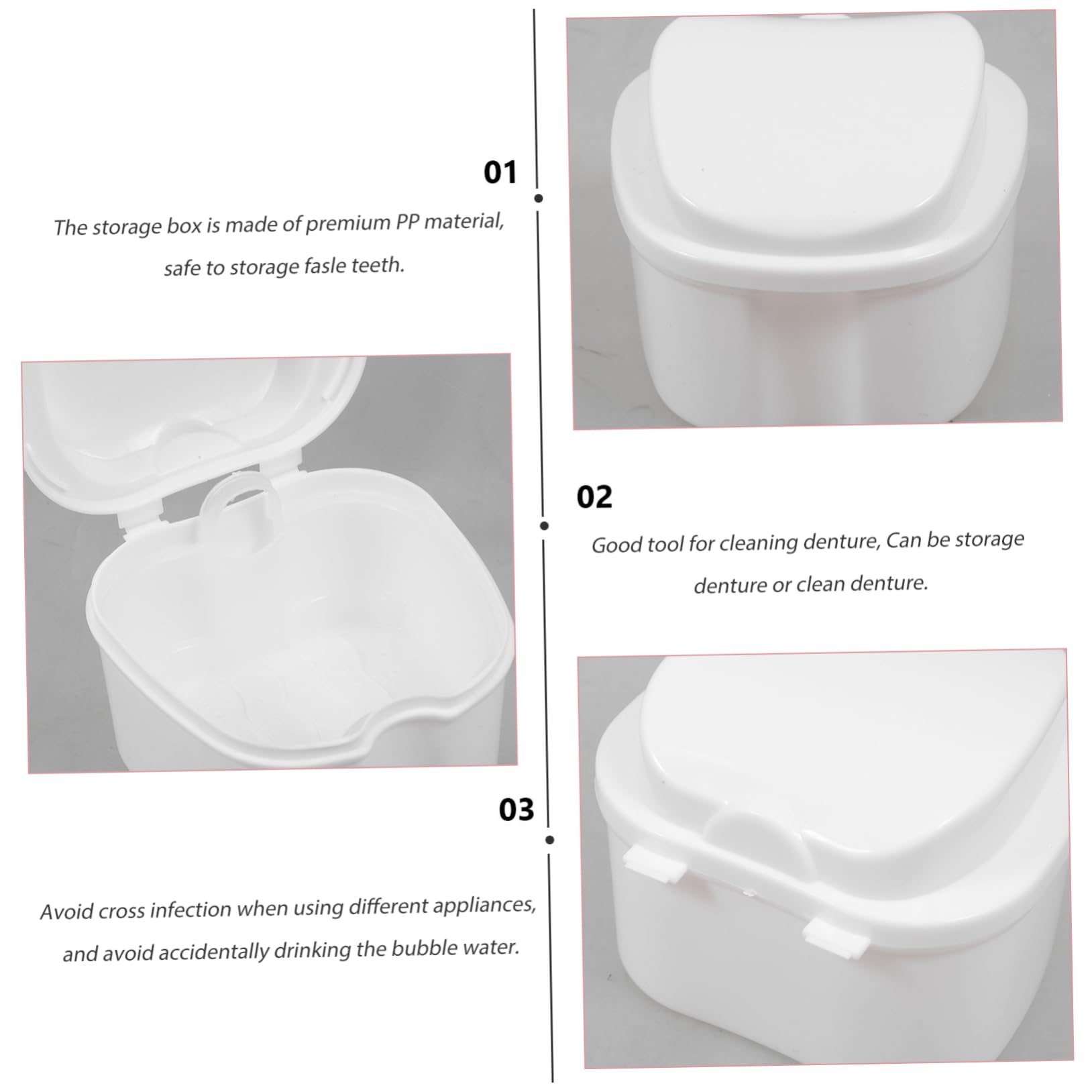 Exceart Denture Storage Box with Lid - White Retainer Case for Fake Teeth, Dentures & Dental Appliances | Travel-Friendly, Hygienic & Secure Container for Home, Office & Travel Use