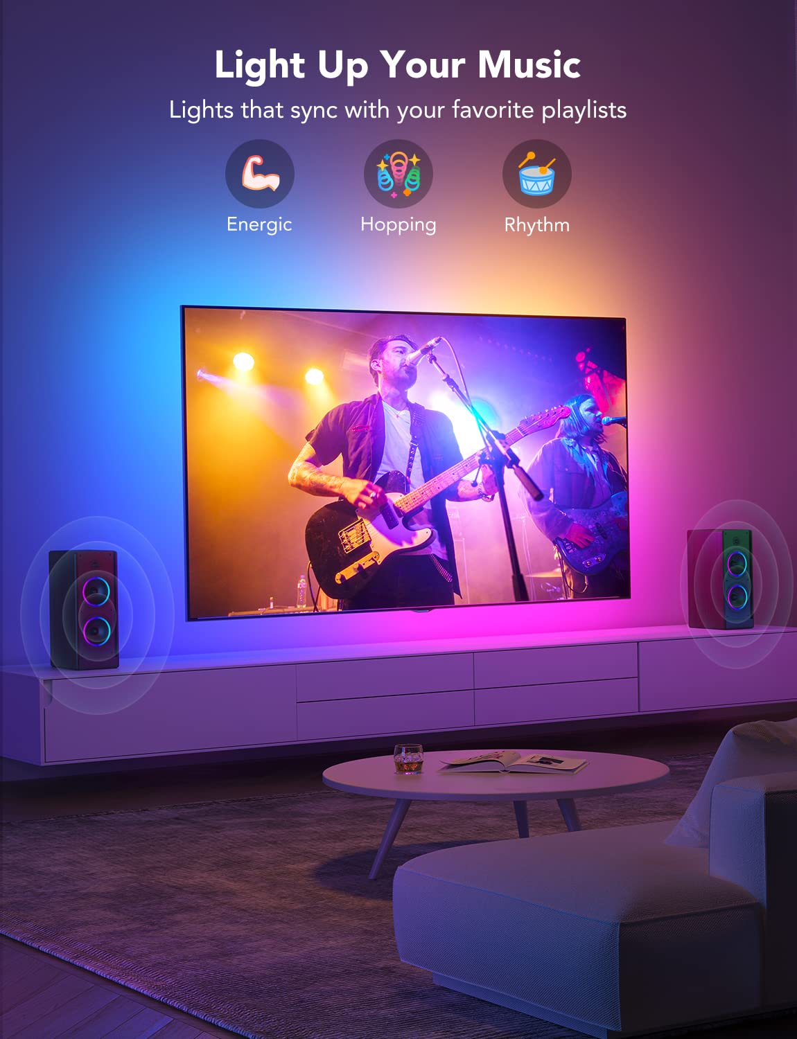 Govee TV LED Backlight Strip Lights - 3.8M RGBIC Smart LED Lights for 55-65 Inch TVs, Bluetooth & Wi-Fi Control, Works with Alexa & Google Assistant, Music Sync, 99+ Scene Modes - Perfect for Home Theater, Gaming & Ambient Lighting