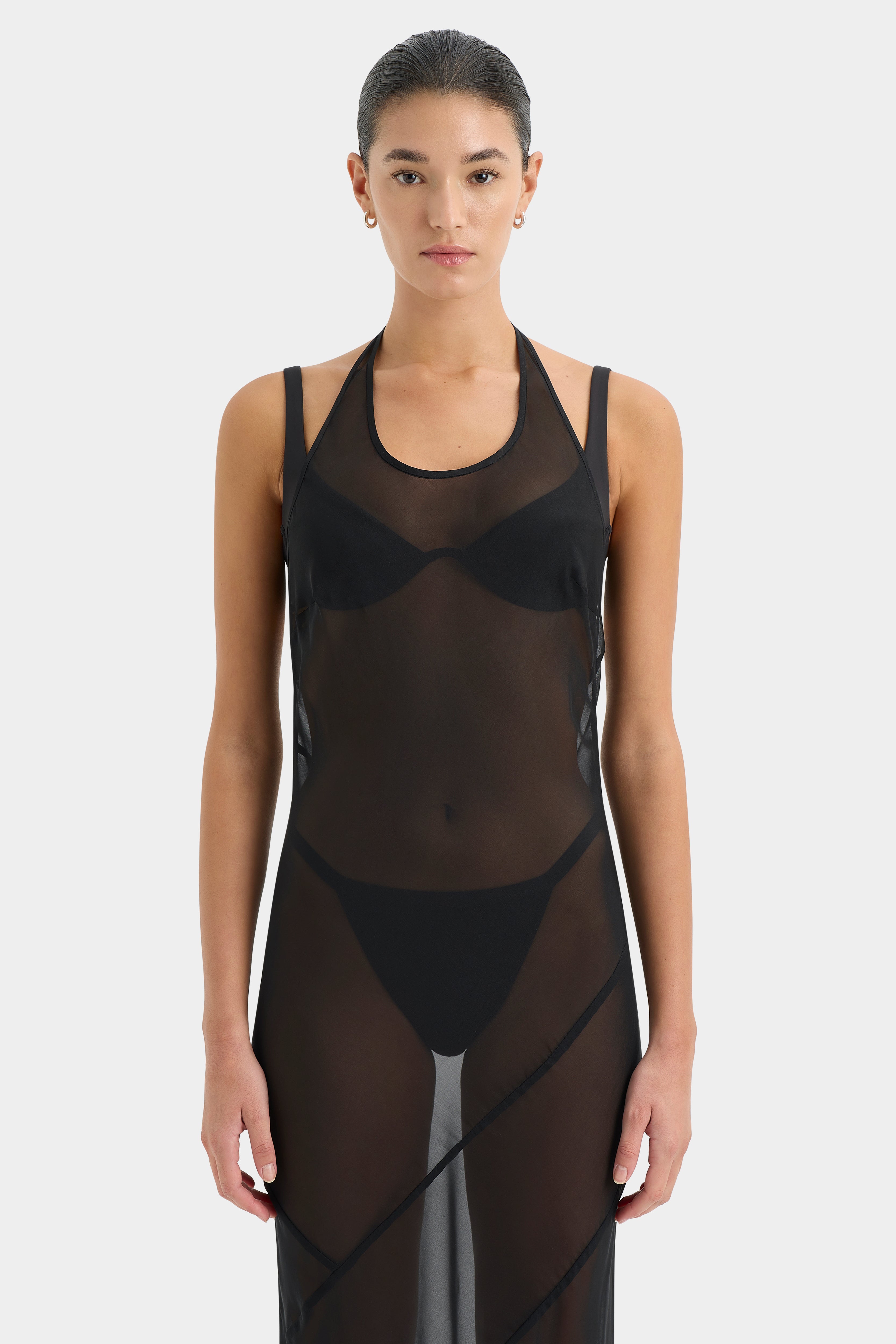 Sexy Strobe Halter Dress for Women - Clubwear Party Dress with Rhinestone Straps & High Slit - Perfect for Night Out, Bachelorette Party, and Date Night