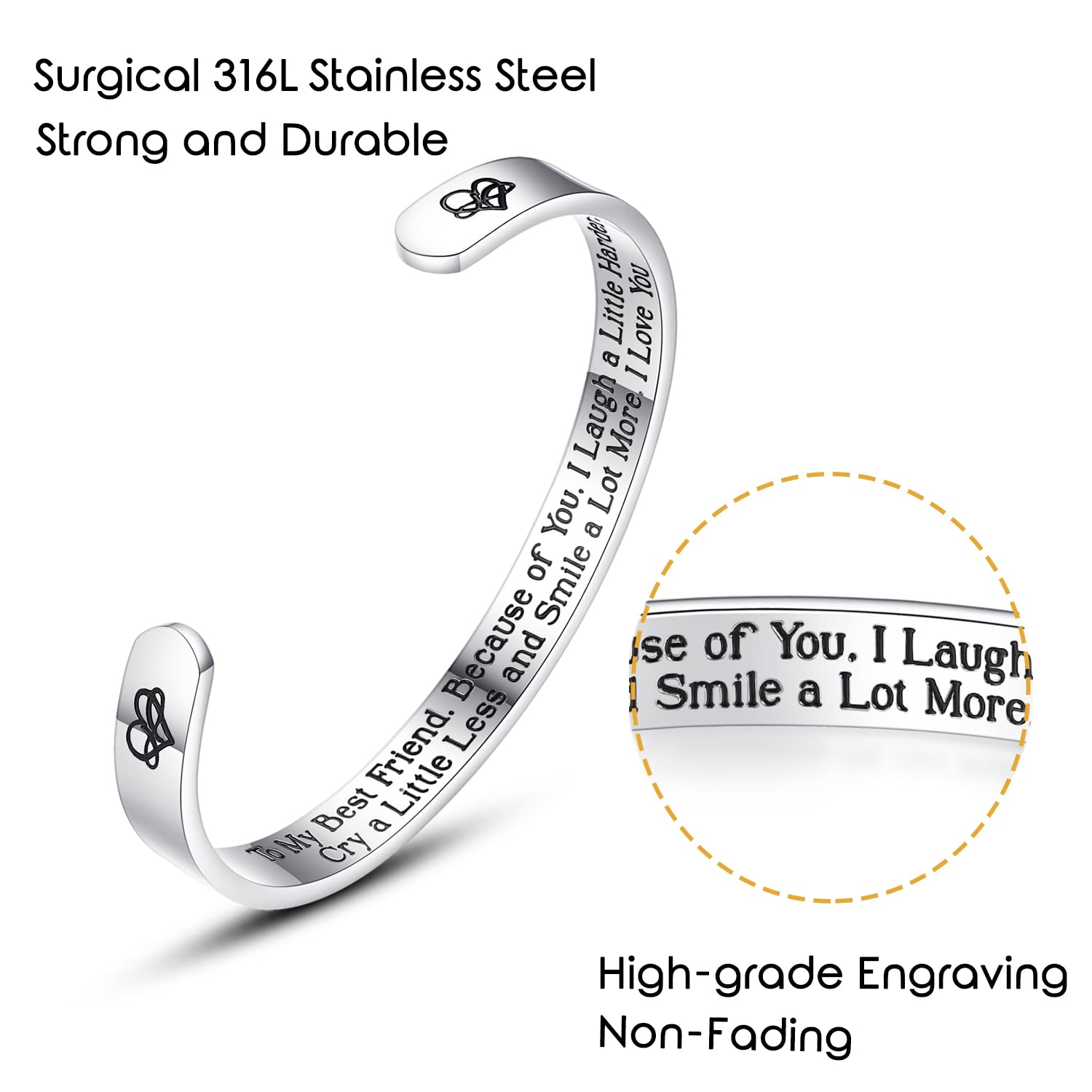 Personalized Cuff Bracelets for Women & Teen Girls - Best Friend, Sister, Mom, Daughter, Granddaughter, Cousin - Custom Birthday, Mother's Day, Christmas, Easter Jewelry Gift - Perfect for Everyday Wear, Special Occasions & Matching Friendship Jewelry