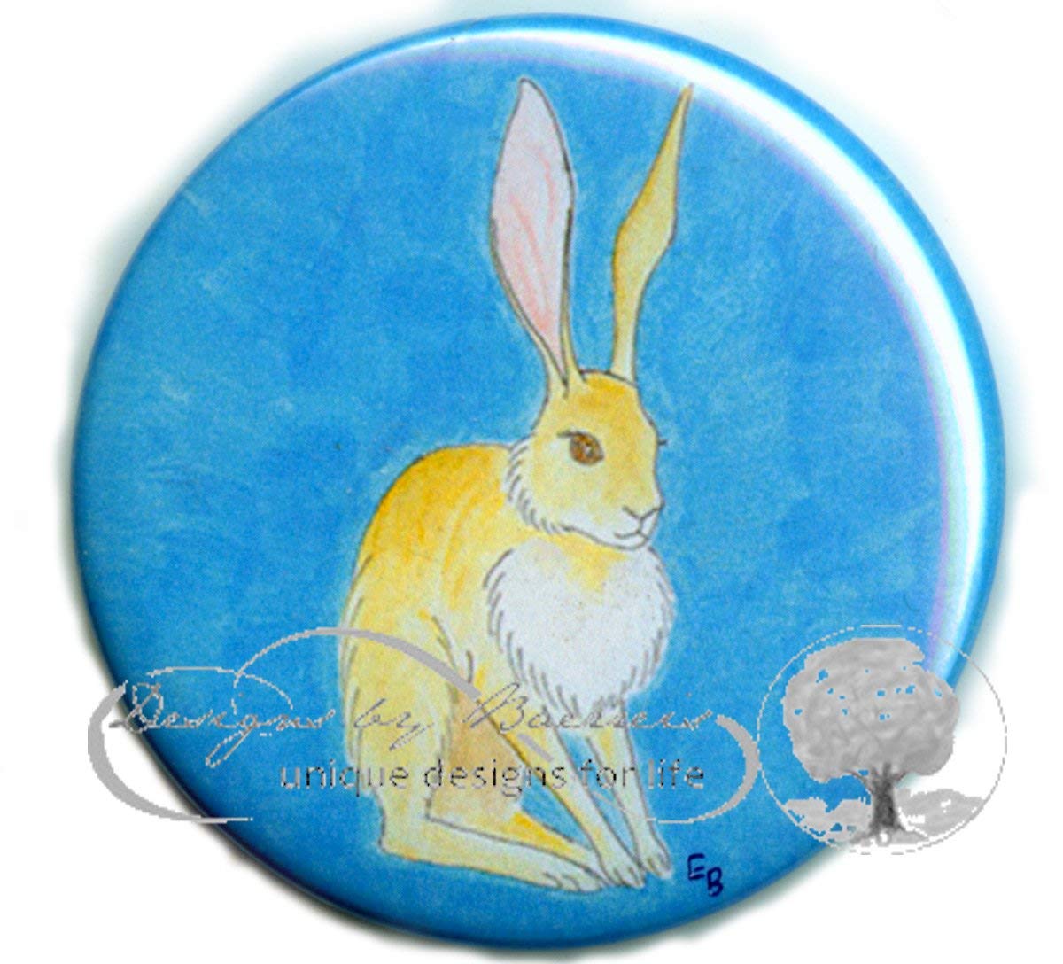 Jack a Rabbit Flat Art Pocket Mirror - Compact & Stylish Handheld Mirror for Makeup, Travel, and Gifts | Vintage Rabbit Design, Durable & Portable