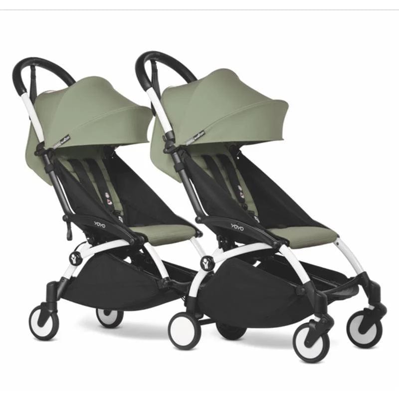 Stokke YOYO 3 Double Stroller with 6+ Front Seat & Bassinet Back - Lightweight Compact Travel Stroller for Twins - Perfect for City Walks, Travel & Everyday Use