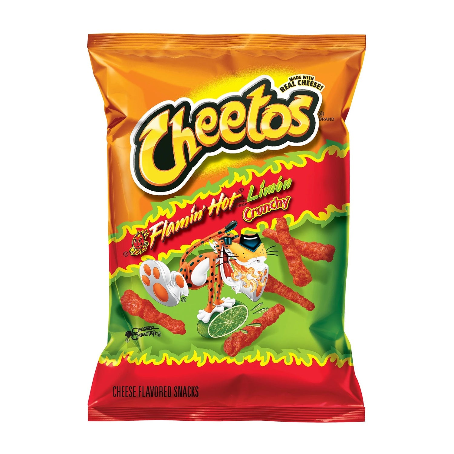 Frito Lay Cheetos Hot Limon Flavor Crunchy Cheese Snacks - 64 Count Case Pack - Perfect for Parties, Movie Nights & On-the-Go Snacking