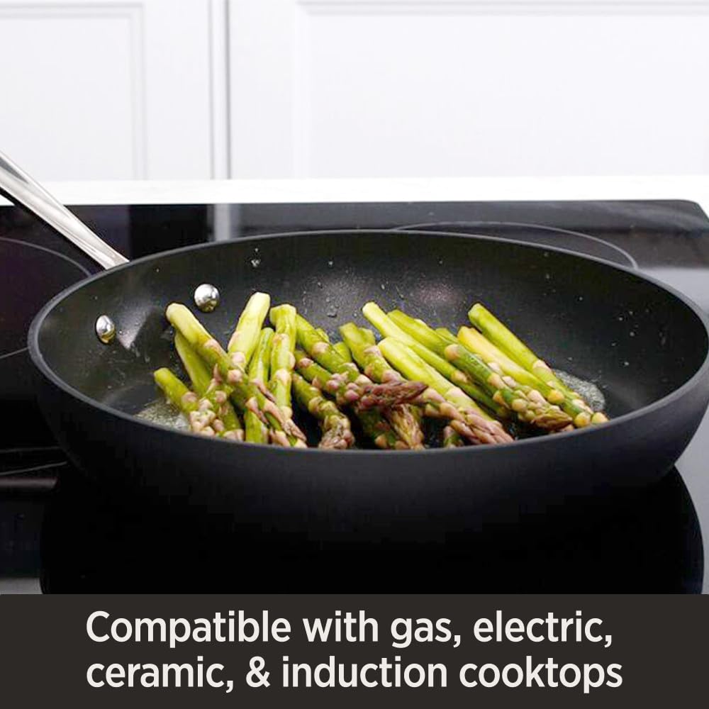 All-Clad HA1 Hard Anodized Nonstick Fry Pan Set - 3 Piece (8, 10 & 12 Inch) with Lids - Induction Compatible, Oven & Broiler Safe to 500°F - Black Nonstick Cookware for Sautéing, Frying & Baking - Perfect for Home Chefs & Professional Kitchens