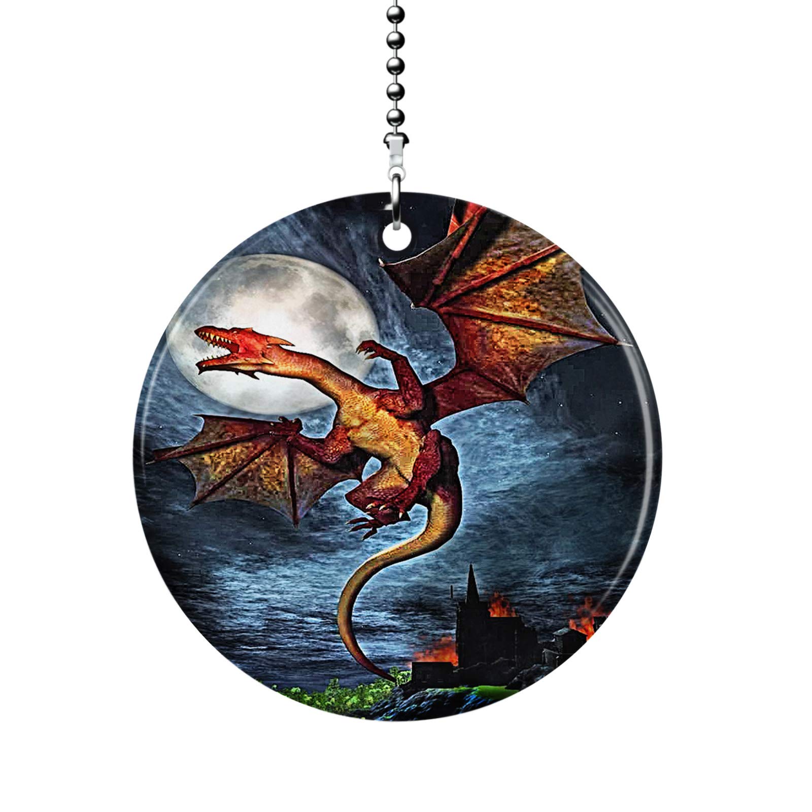 Night Dragon Ceiling Fan with Light Pull Chain - Stylish Cooling Fan for Bedroom, Living Room, and Home Decor