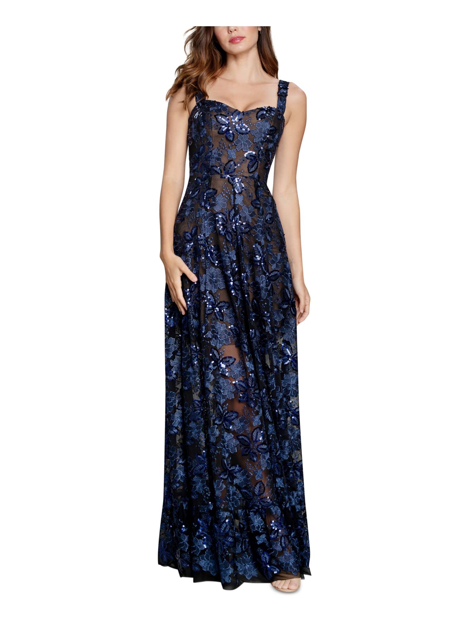 Dress the Population Women's Anabel Fit and Flare Maxi Dress - Elegant Long Formal Gown for Weddings, Parties & Special Occasions