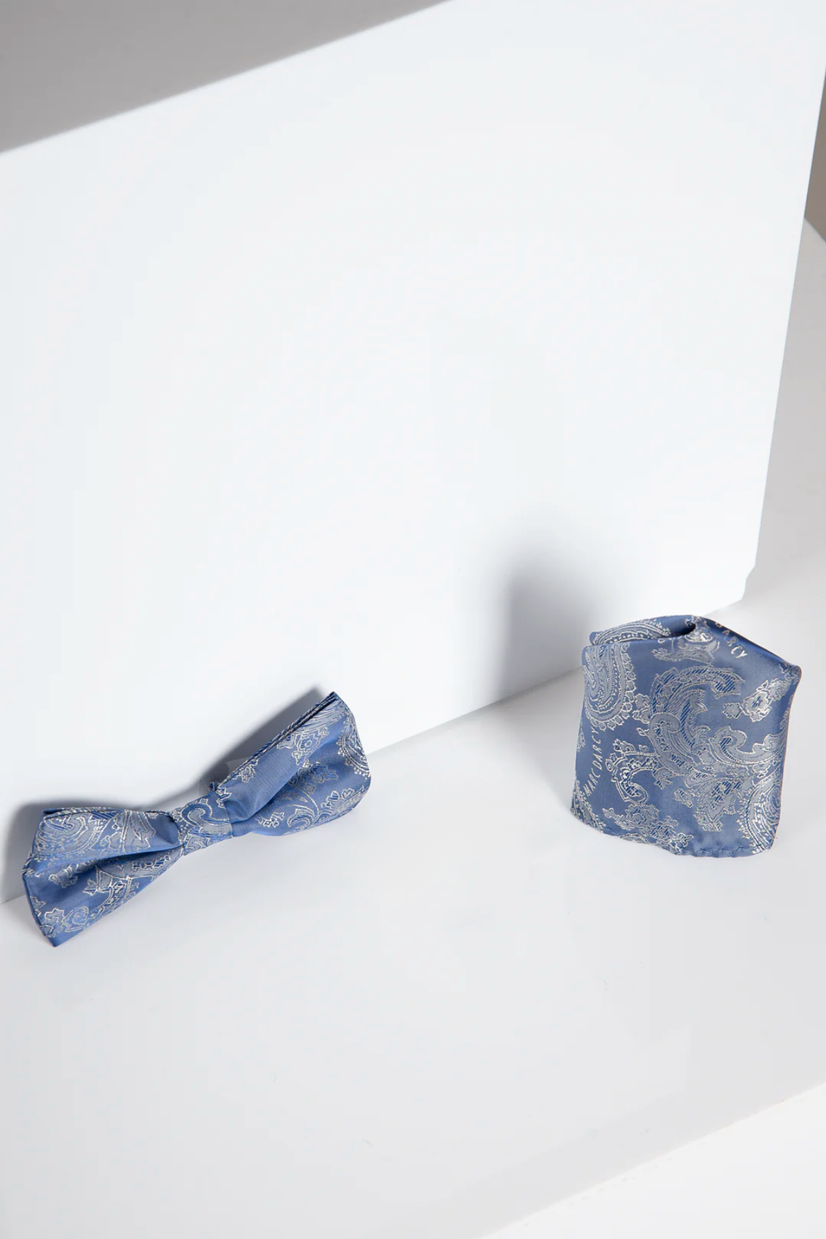 Stylish Sky Blue Paisley Bow Tie and Pocket Square Set for Men - Perfect for Weddings, Prom & Formal Events | MD PAISLEY