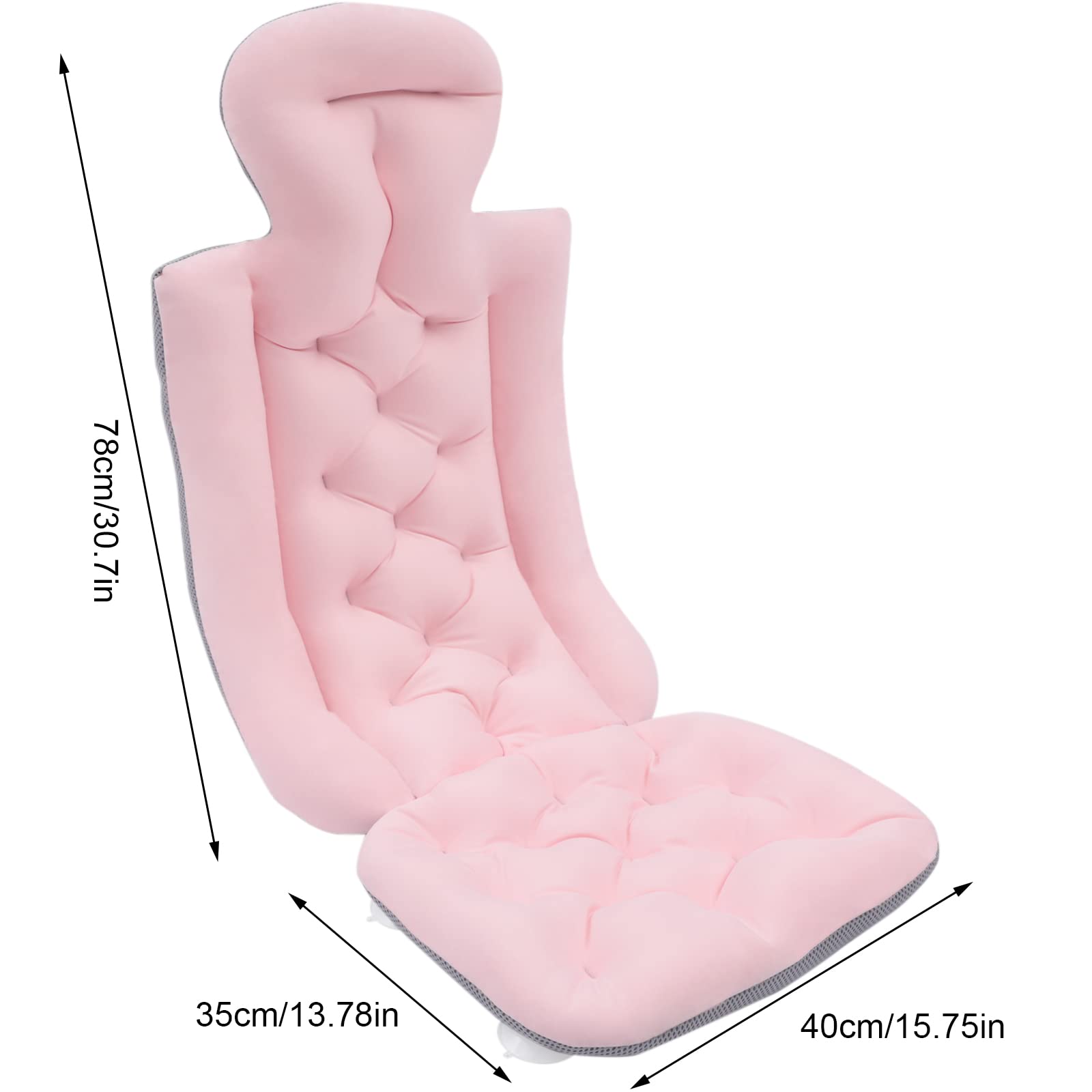 Full Body Bath Pillow with 10 Suction Cups - Non-Slip Bathtub Cushion for Neck & Back Support - Spa Relaxation for Bath & Shower - Perfect for Stress Relief & Home Spa Experience