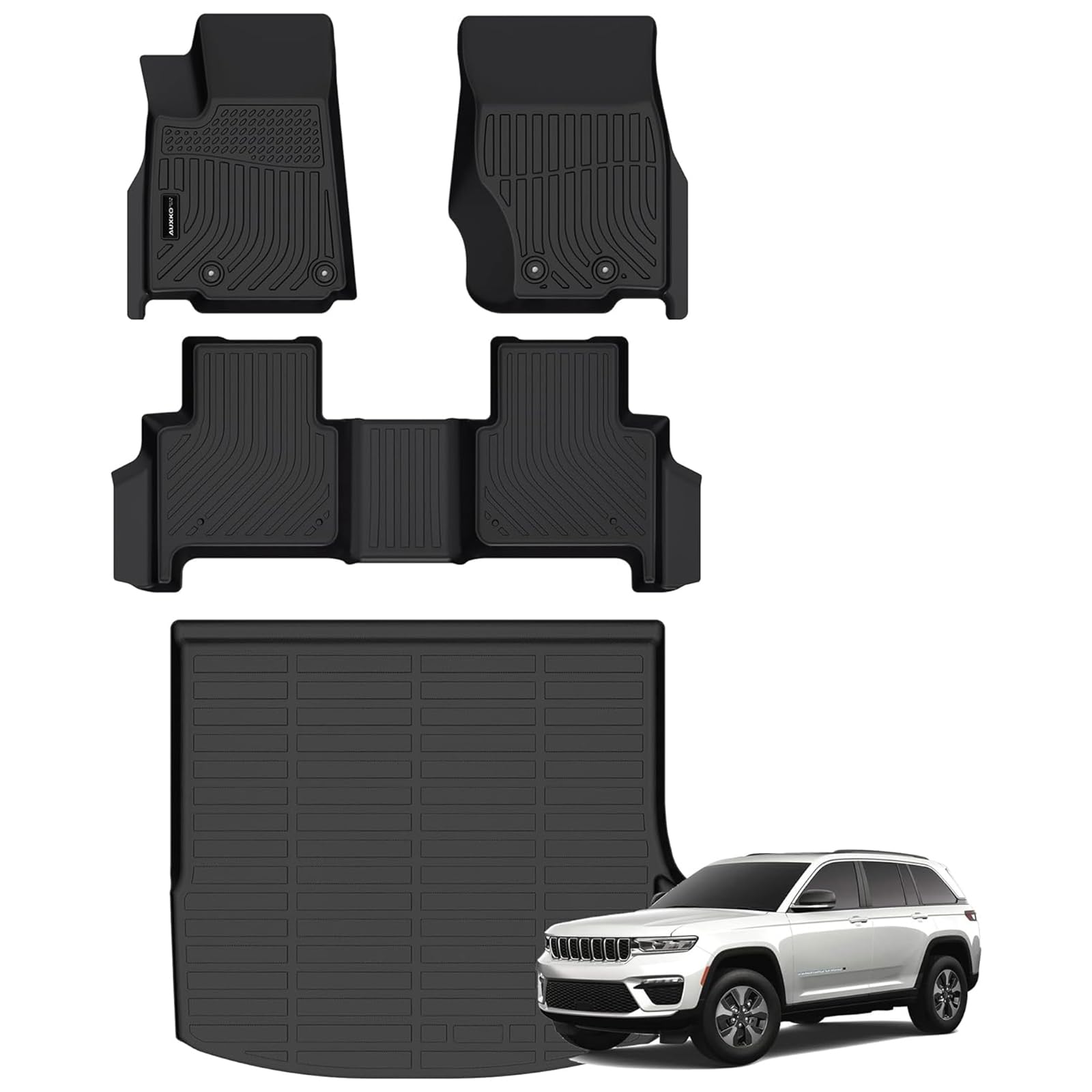 All-Weather Floor Mats & Cargo Liner for Jeep Grand Cherokee (WL 2022-2025, 4xe Included) - Heavy Duty TPE Rubber, Odorless, Anti-Slip Protection - Perfect for Off-Roading, Camping & Daily Commute