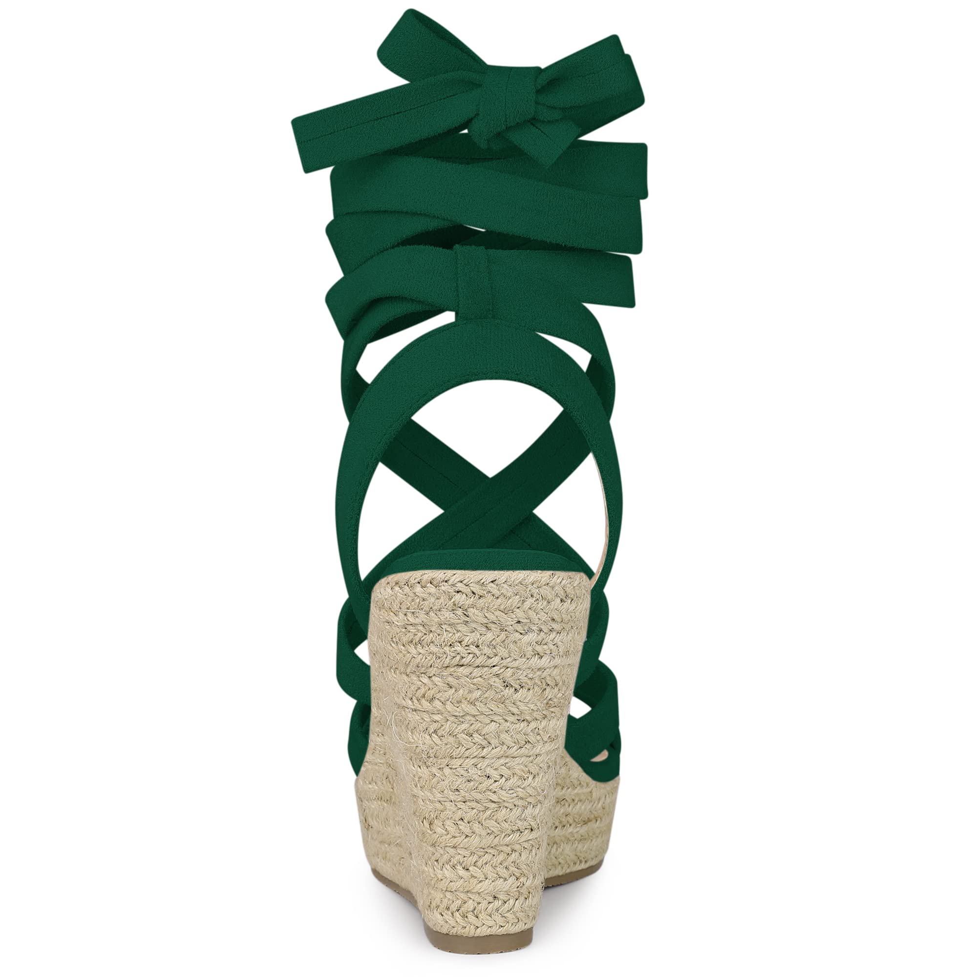 Allegra K Women's Lace-Up Espadrille Wedge Sandals with Platform Heel - Stylish Summer Casual Shoes for Beach, Party & Everyday Wear