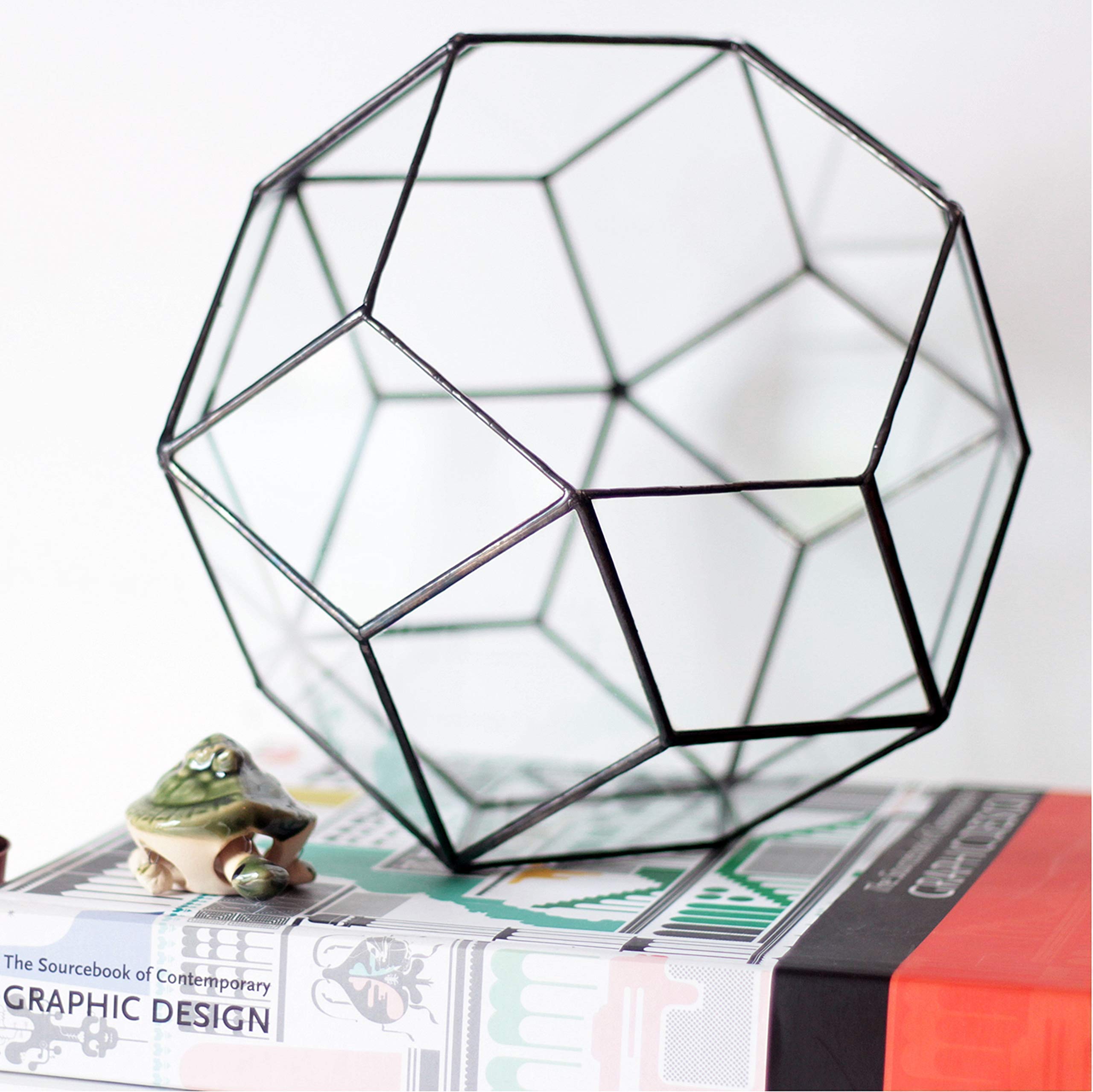 Large Geometric Glass Terrarium Container for Plants - Copper, Silver, Black | Modern Home Decor, Office Desk Display & DIY Succulent Garden