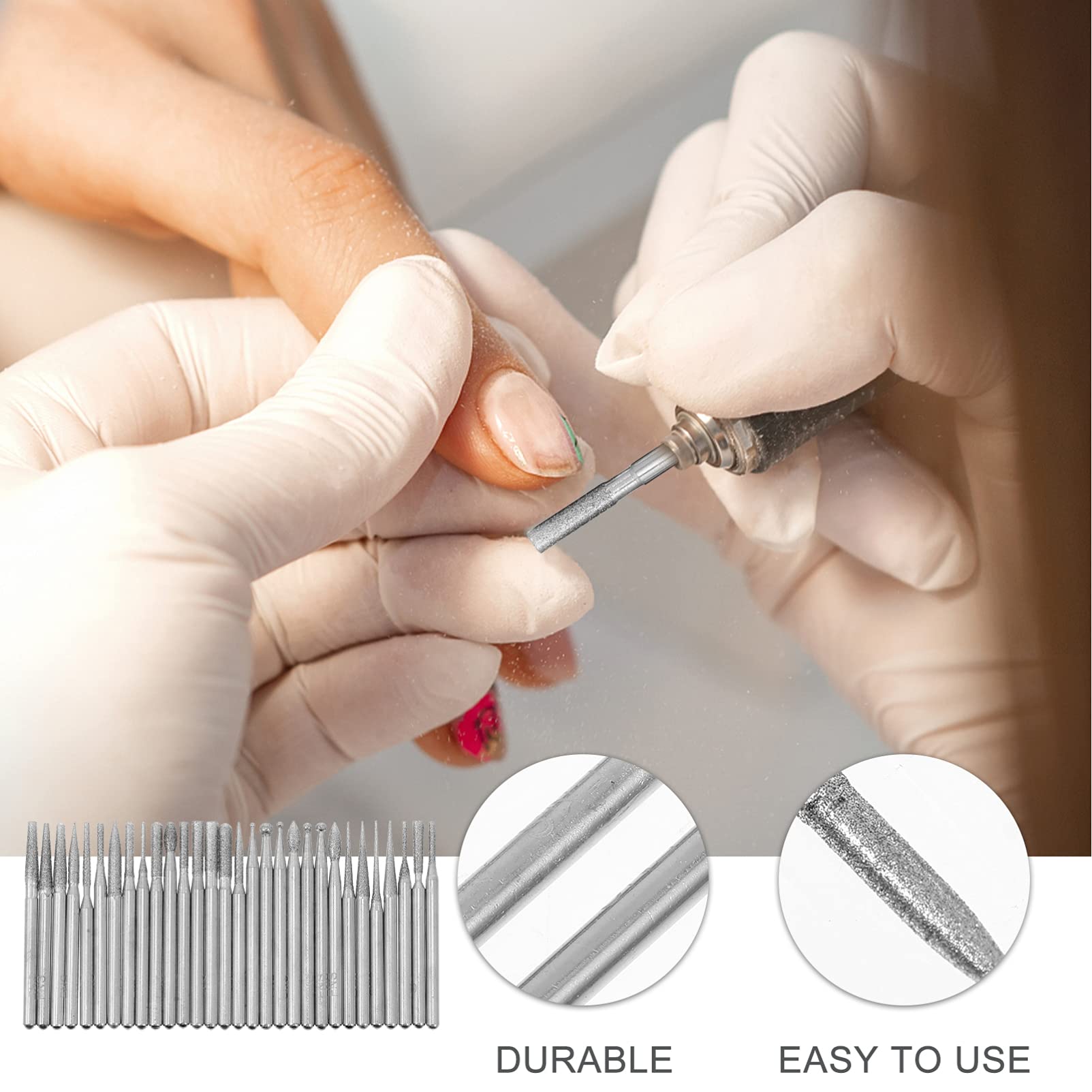 30PCS Professional Nail Drill Bits Set - Diamond Sanding & Manicure Files for Electric Nail Drill Tools | Fine Grit Nail Art Accessories for Salon & Home Use | Perfect for Acrylic, Gel & Natural Nails