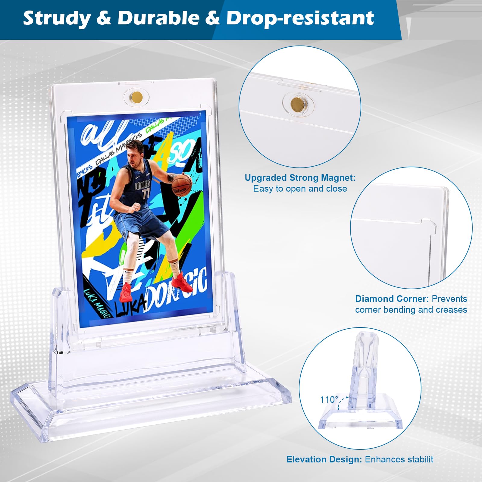 AHIER Professional Card Grading Kit - Includes Centering Tool, 40X Magnifier, 5 Magnetic Card Holders with Base, 100 Protective Sleeves & 2 Cleaning Cloths | Perfect for Collectors, TCG Players & Card Grading Enthusiasts