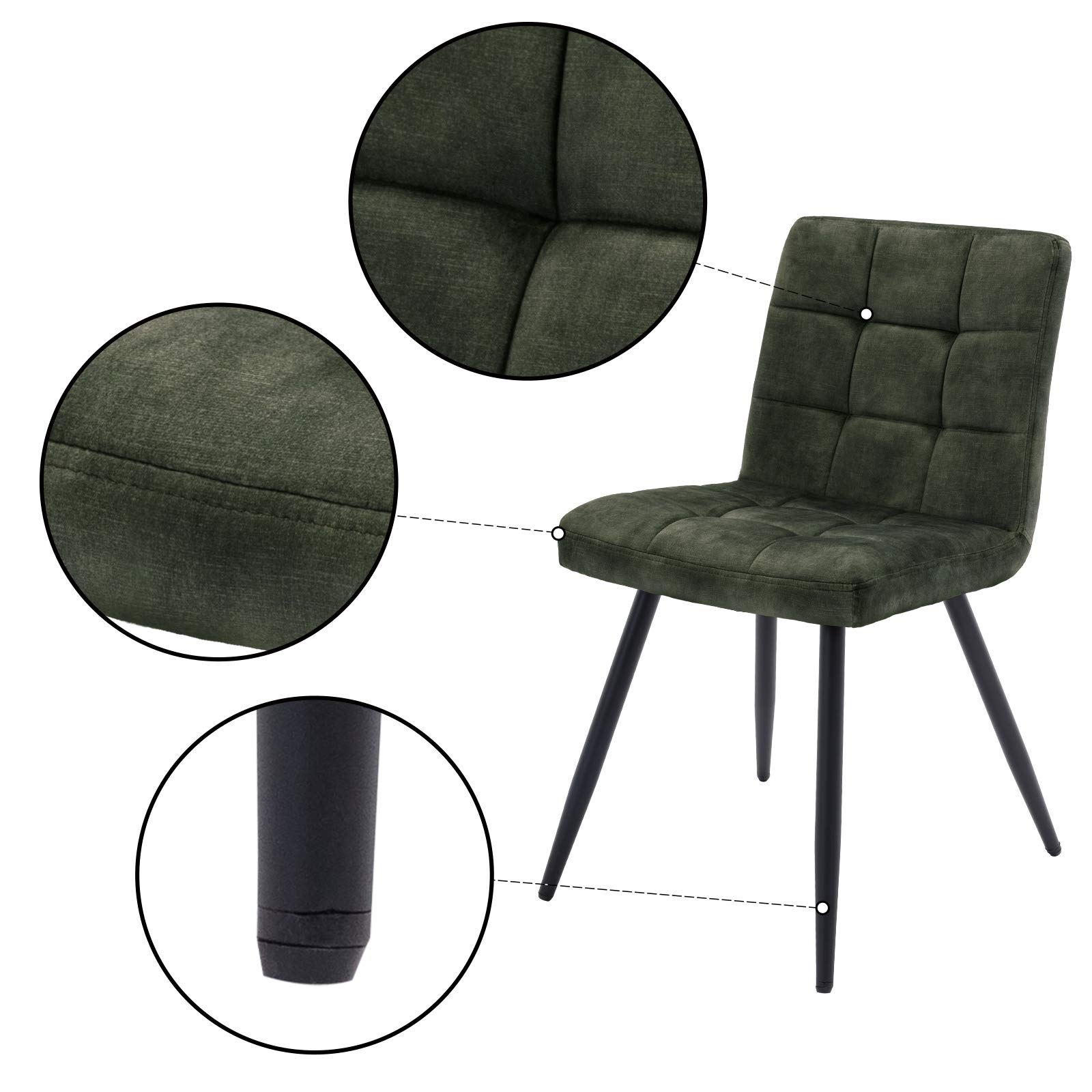DUHOME Velvet Dining Chairs Set of 4 - Mid Century Modern Upholstered Side Chairs for Kitchen, Living Room, Bedroom & Vanity - Comfortable Accent Chairs in Emerald Green for Dining, Reading & Relaxing
