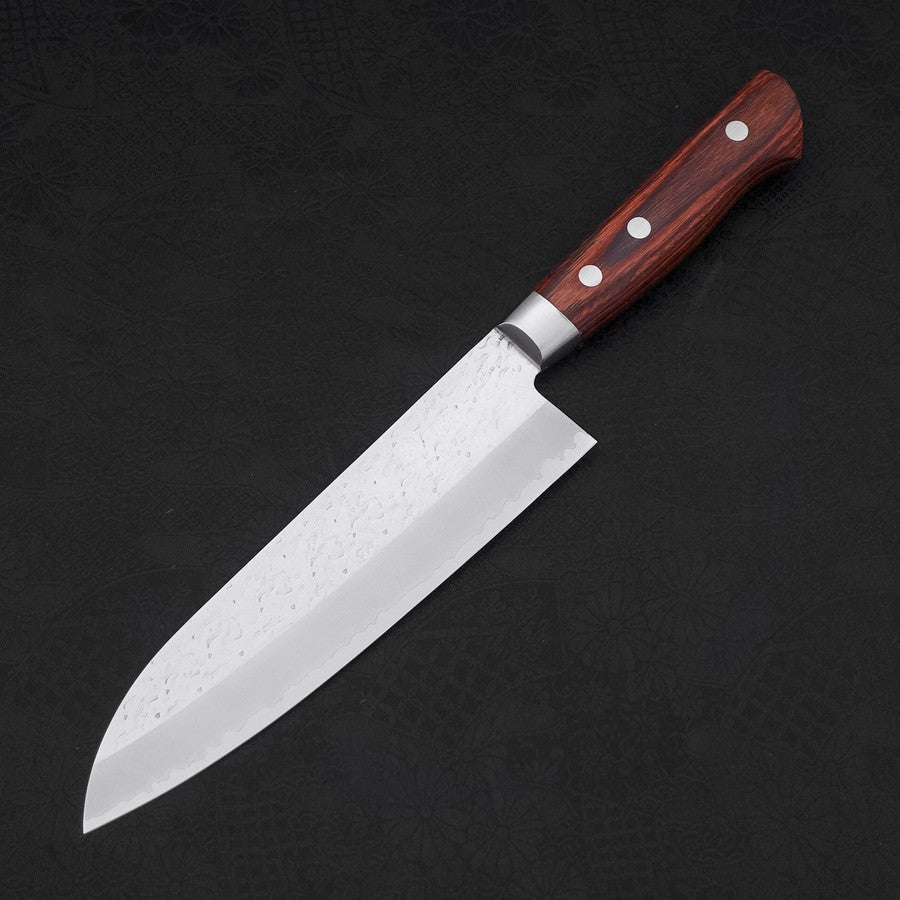 Premium Santoku Knife 180mm - VG-10 Stainless Steel Blade with Tsuchime Hammered Finish & Ergonomic Western Handle - Perfect for Slicing, Dicing, and Chopping Vegetables, Meat, and Fish