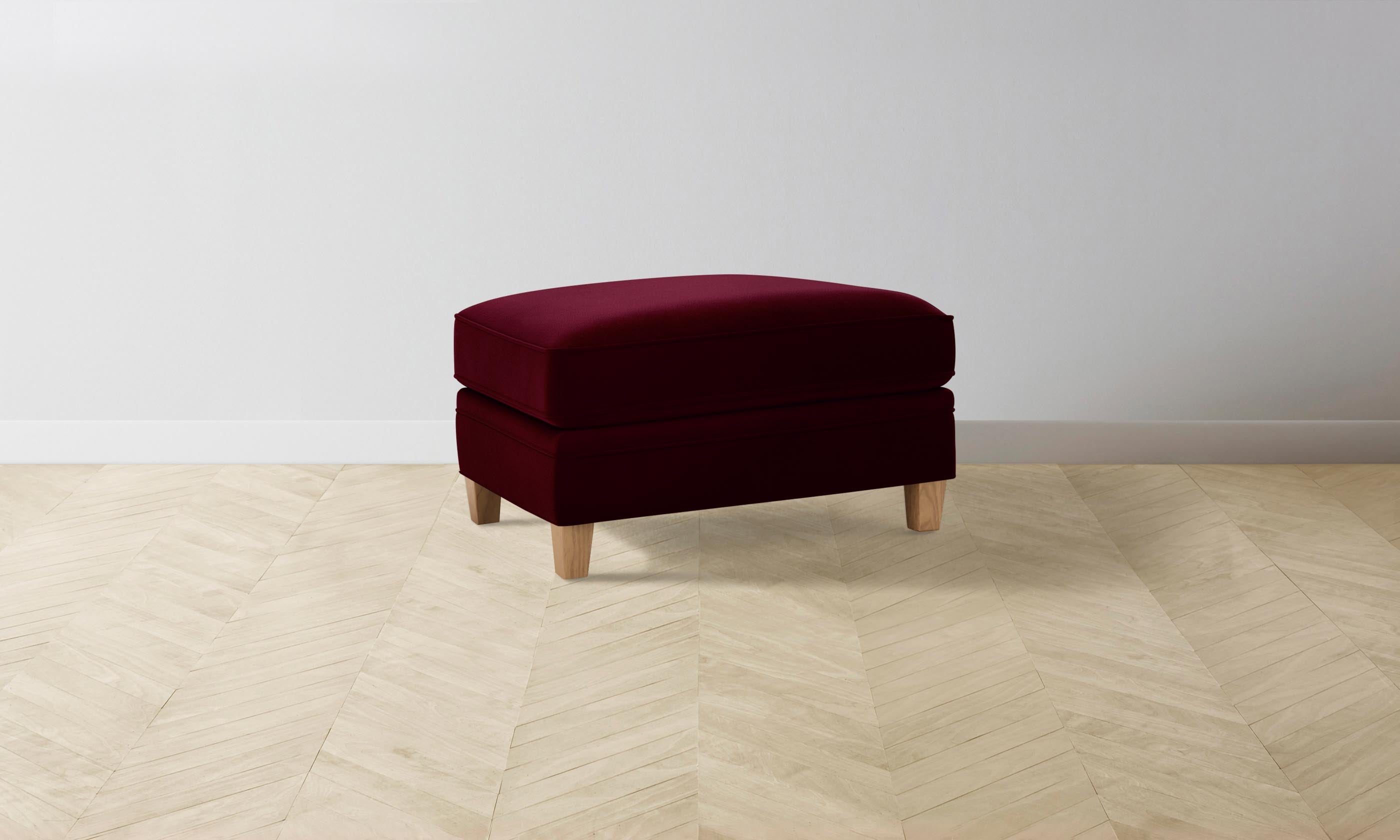 Luxury Carmine Ottoman with Soft Mohair Upholstery in Rich Crimson - Perfect for Living Room, Bedroom, or Office Decor