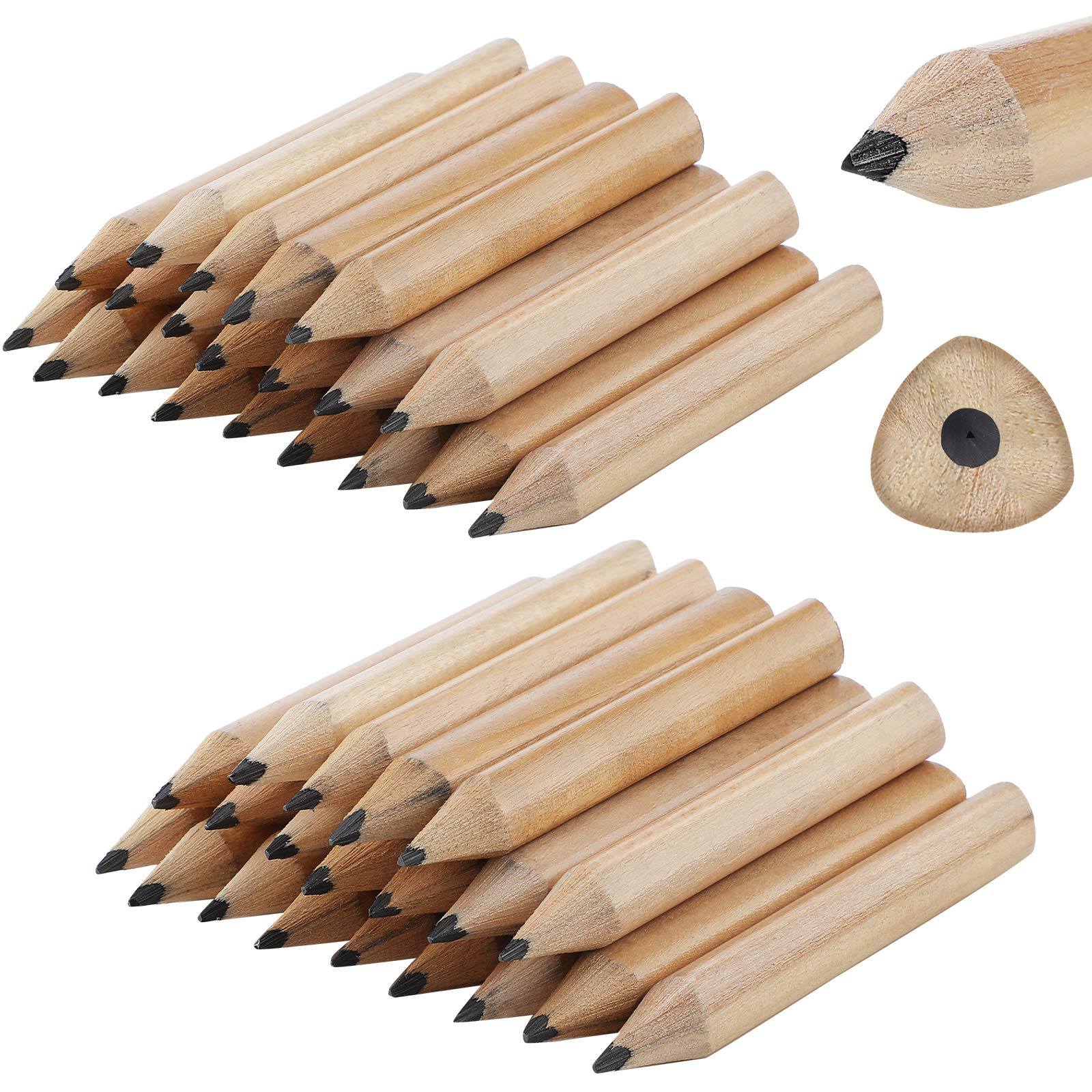 Zonon Short Triangular Fat Pencils for Kids - 40 Pack Mini Wooden Beginner Writing Pencils with Comfortable Grip (3.5 Inch) - Perfect for Preschool, Kindergarten & Early Learning Activities