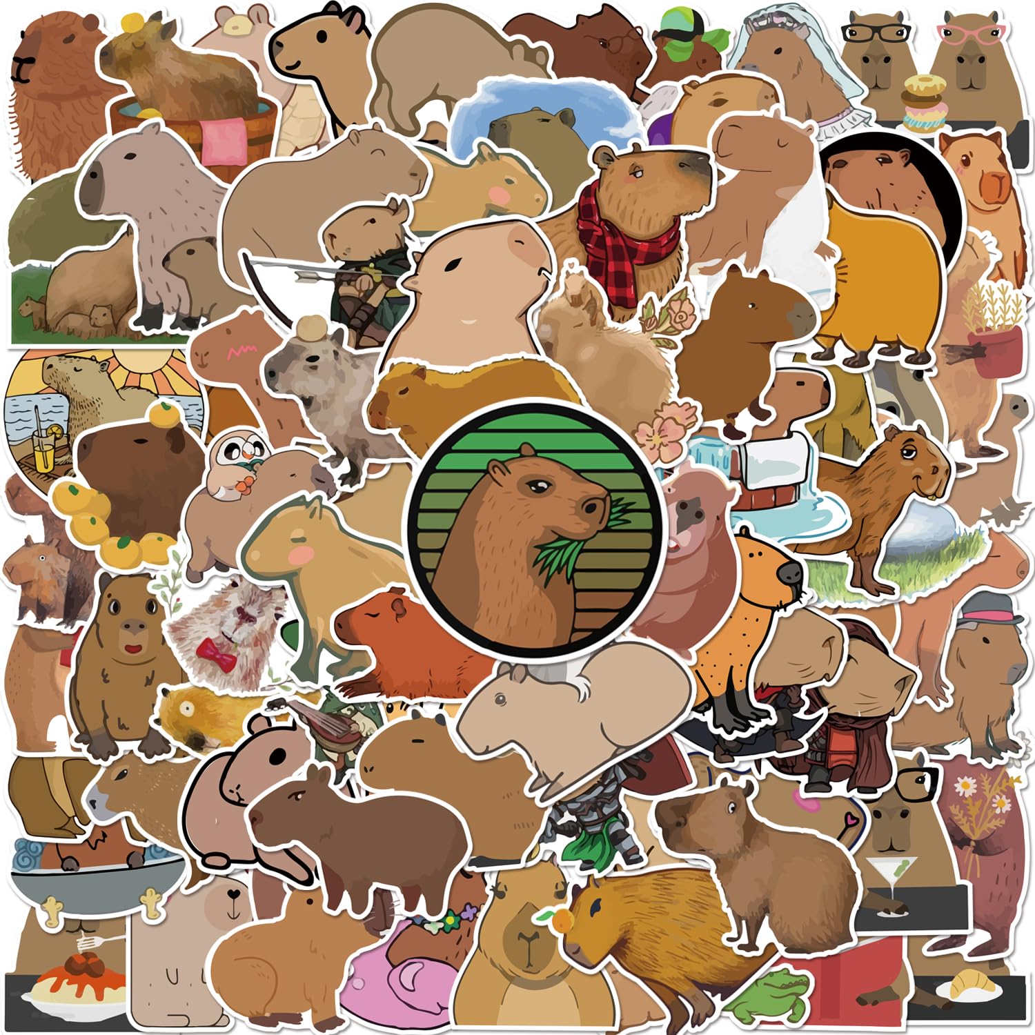 100 PCS Cute Capybara Stickers - Waterproof Vinyl Decals for Laptop, Guitar, Motorcycle, Bike, Skateboard, Luggage, Phone & Hydro Flask - Perfect Gift for Kids & Teens Birthday Party - Great for DIY Crafts, School Projects & Personalizing Your Belongings