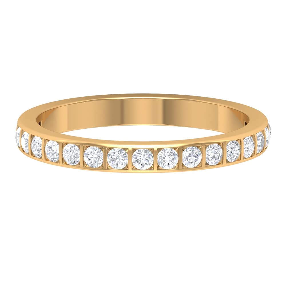 3/4 CT Moissanite Half Eternity Ring - 14K Solid Gold Bar Set Wedding Band for Women, Durable & Hypoallergenic Jewelry Gift for Anniversary, Engagement or Valentine's Day