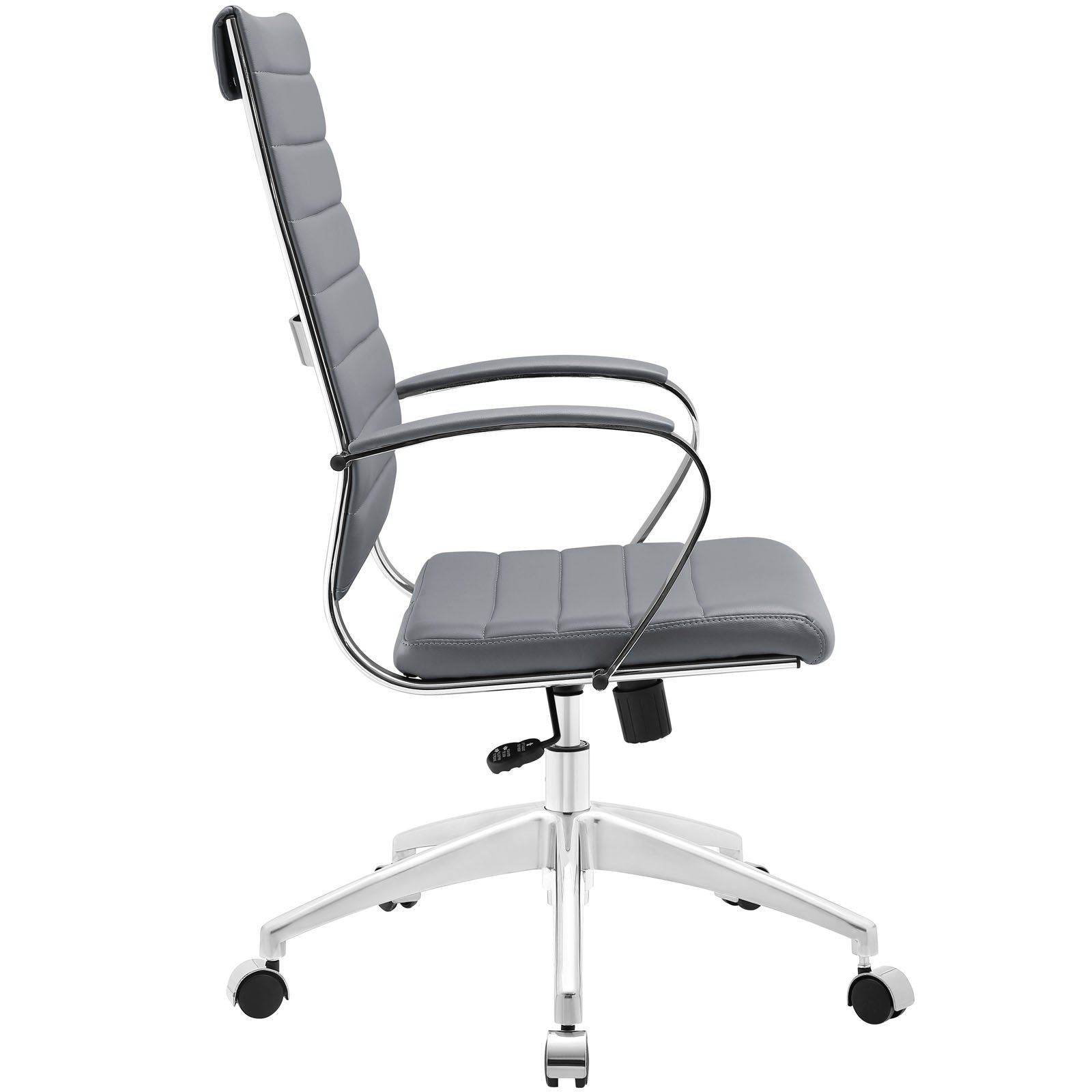 Modway Jive Ribbed High Back Executive Office Chair - Ergonomic Swivel Desk Chair with Adjustable Arms & Lumbar Support, Gray - Perfect for Home Office & Corporate Workspaces