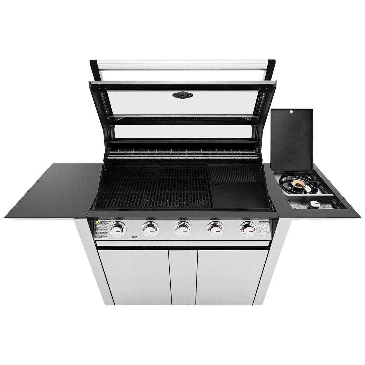 Beefeater 1600 Series 5-Burner Stainless Steel BBQ Grill with Side Burner & Rolling Cart - BMG1651SA - Perfect for Backyard Grilling, Outdoor Parties, and Family Gatherings