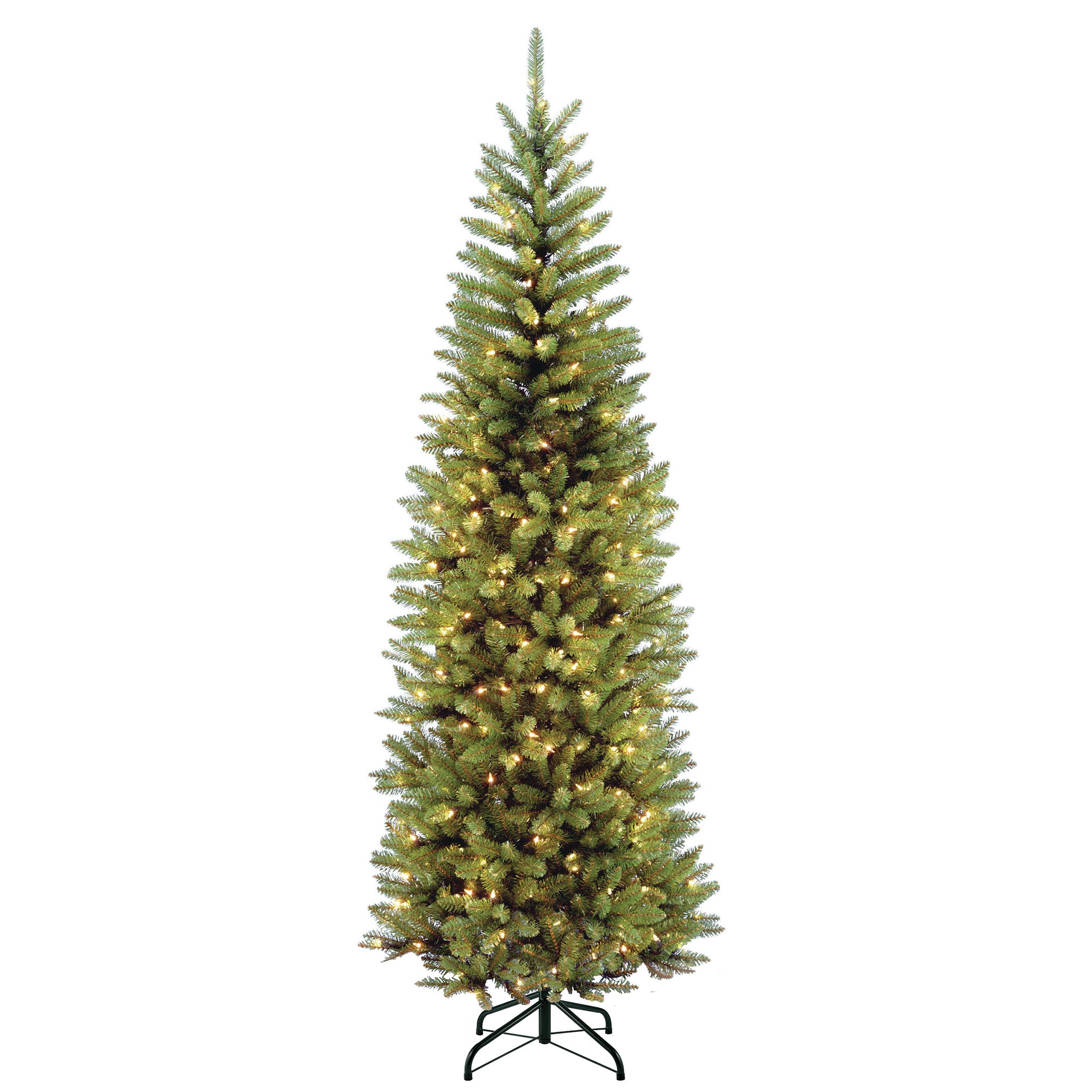 7.5 ft Pre-Lit Kingswood Fir Pencil Christmas Tree with 600 Clear LED Lights - Perfect for Living Room, Office & Holiday Decorations