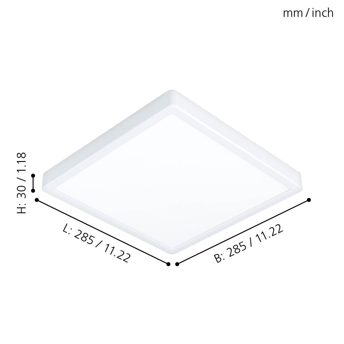 Eglo Fueva 5-LED White Square Flush Mount Ceiling Light IP44 Waterproof for Bathroom, Kitchen, Hallway & Indoor Lighting