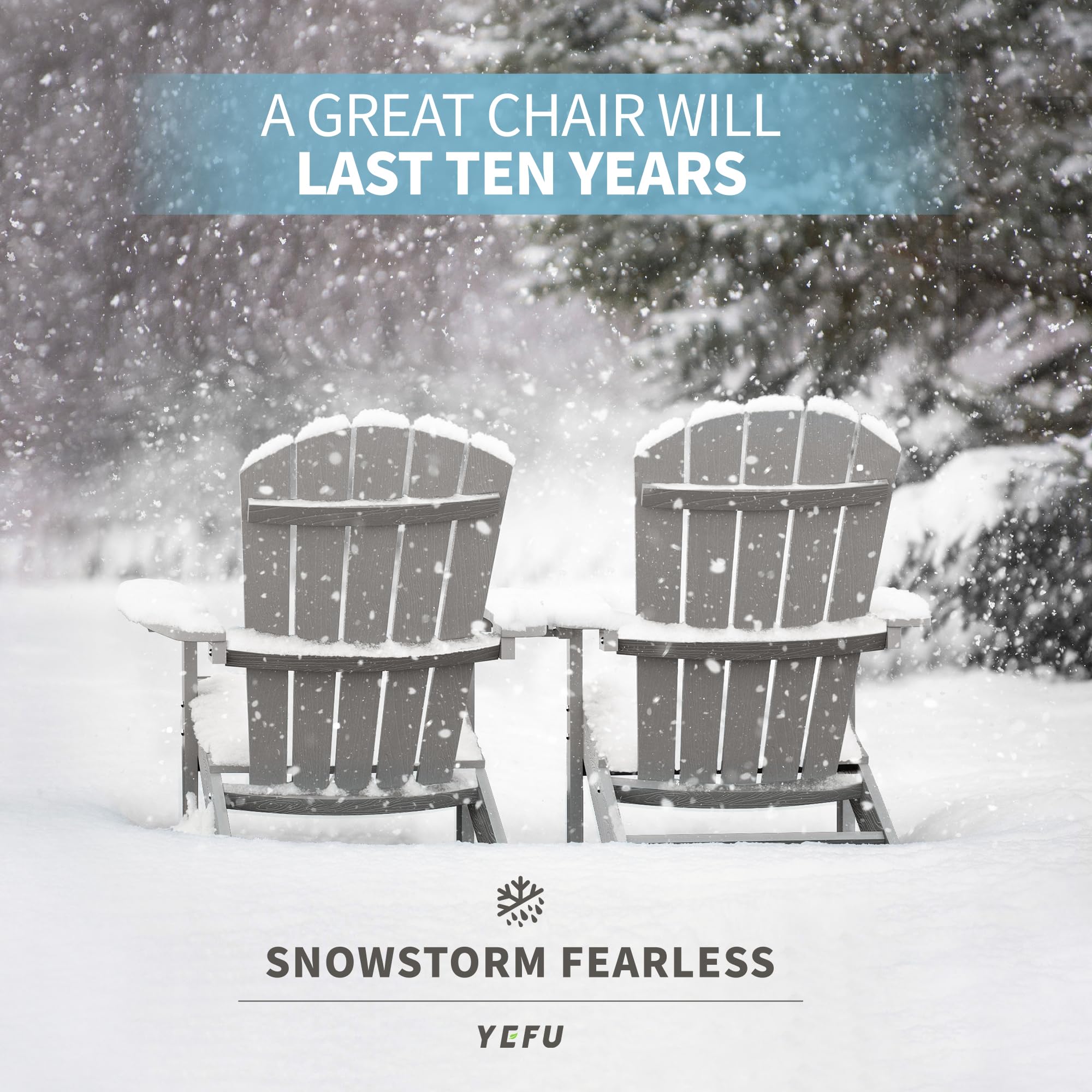 **Weather-Resistant YEFU Adirondack Chair - Durable Plastic Outdoor Patio Chair with Wood Texture - Perfect for Lawn, Fire Pit, Deck, Porch & Garden (Grey) - Ideal for Relaxing & Entertaining Outdoors**