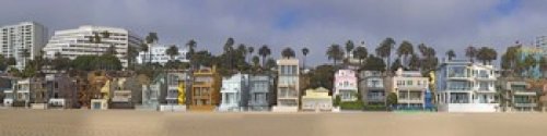Santa Monica Beach Houses Poster - Los Angeles County California USA Wall Art Print (20x5 Inches) - Perfect for Coastal Home Decor, Office & Living Room