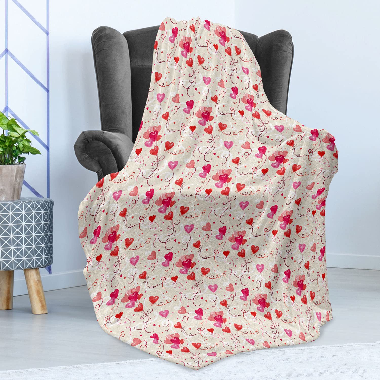 Ambesonne Valentine's Day Flannel Fleece Throw Blanket - 70