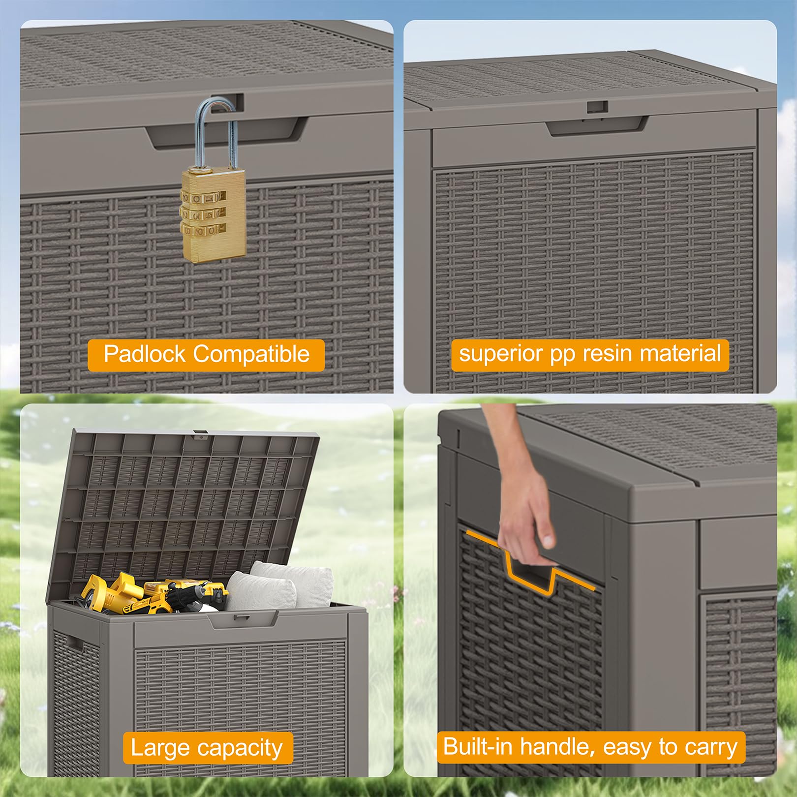 31 Gallon Outdoor Storage Box - Waterproof Deck Box for Backyard, Garden & Pool Accessories | Lockable Lid Storage Bench for Package Delivery, Patio Cushions & Tools | Perfect for Outdoor Organization & Weather Protection